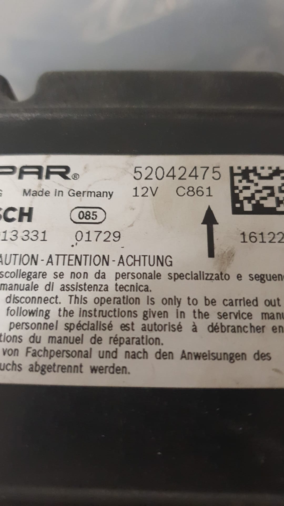 CENTRALINA AIBAG JEEP RENEGADE 2014-18 COD. 52042475 0285013331