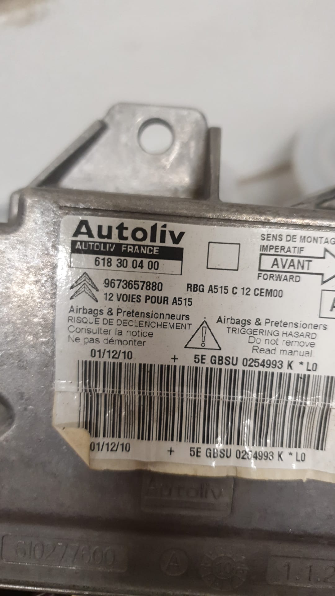 Centralina Airbag AUTOLIV 618300400 CITROEN C3 A51 1.4 9673657880