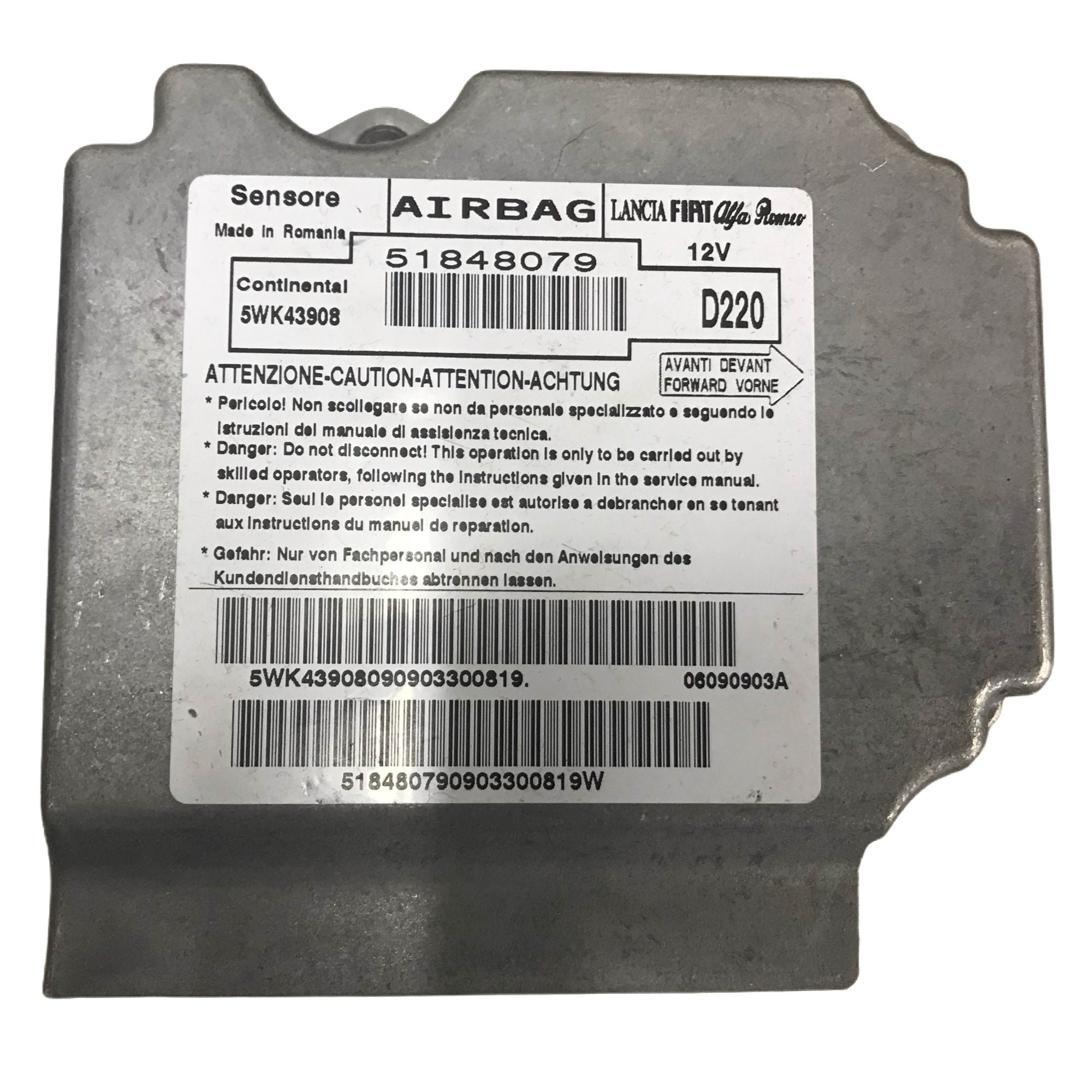 Ecu Airbag Lancia Fiat Alfa Romeo 51848079 Continental 5WK43908