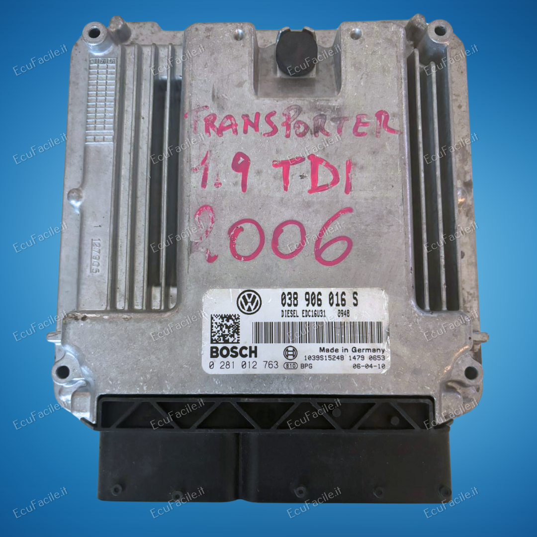 ECU VW TRANSPORTER T6 1.9 TDI 038906016S 0281012763 EDC 16U31
