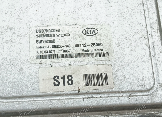 ECU KIA CARENS III 2.0 16V VDO 5WY5266A 39112-25050 SIM2K-140