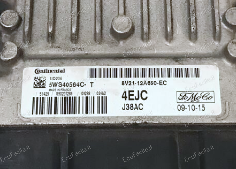 Centralina ECU Motore Ford Fiesta 1.4 TDCI | CONTINENTAL SID206 | 8V21-12A650-EC | 5WS40584C-T
