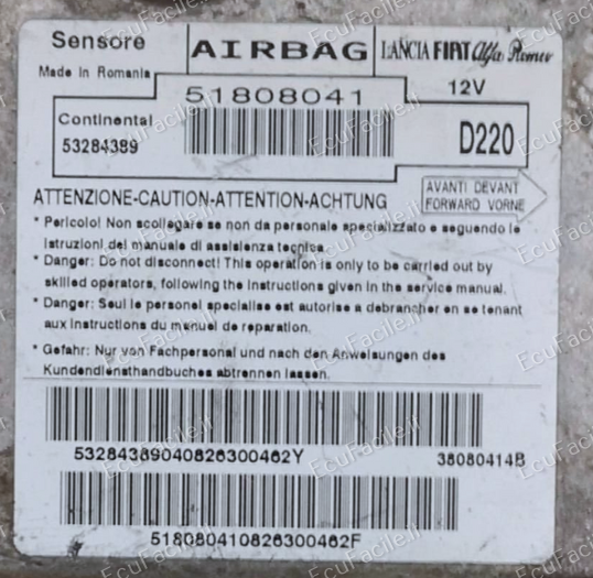 ECU Lancia Delta - 51808041 Siemens 53284389 - FIAT BRAVO