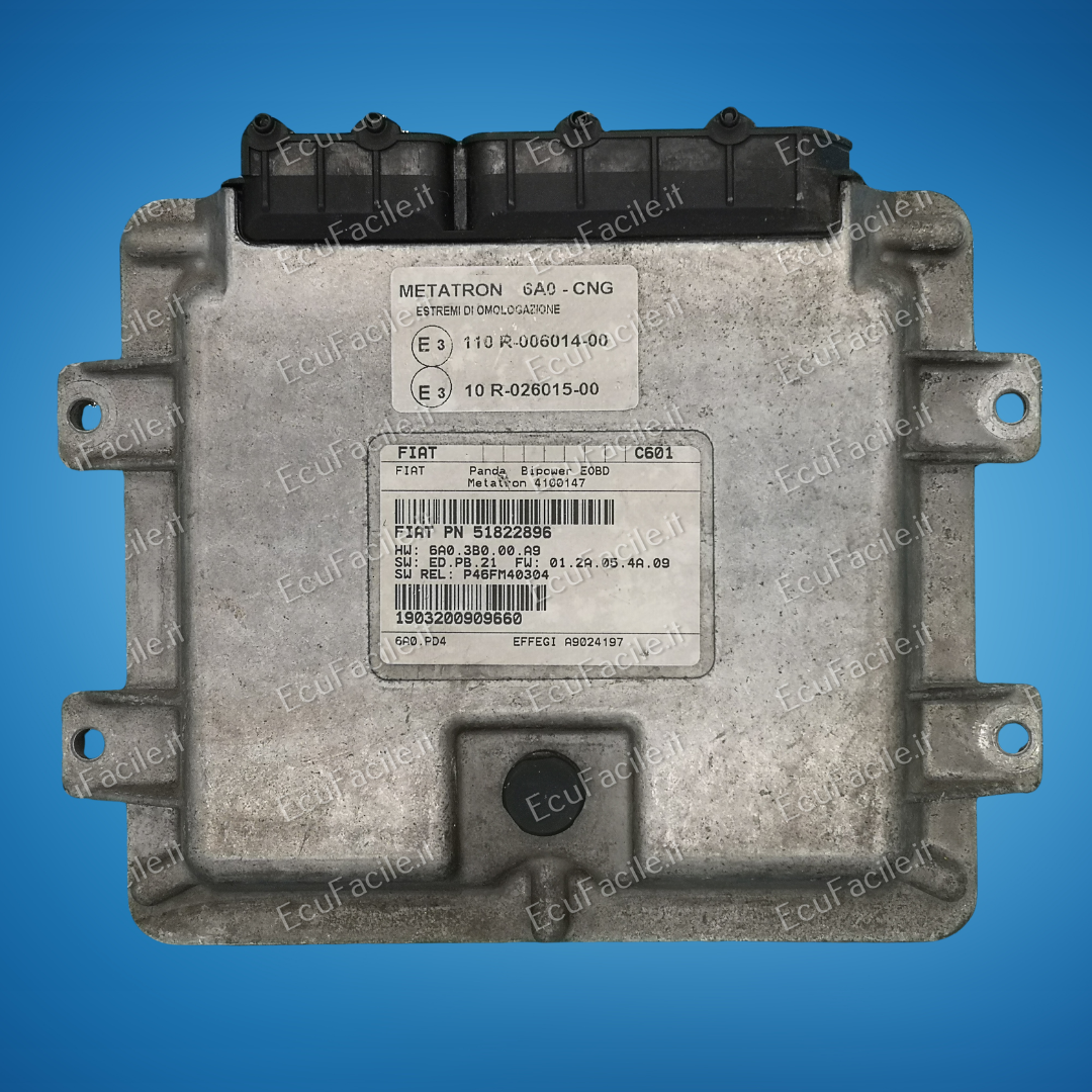 Centralina ECU Motore Fiat Panda 1.2 CNG Metano dal 2003 | METATRON | 51822896 / 4100147 | HW 6A03B000A9