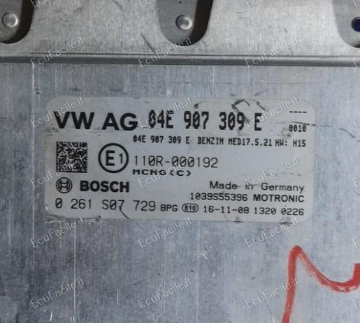 ECU GOLF 7 1.4 TSI 0261S07729 04E907309E MED17.5.21 HW H16