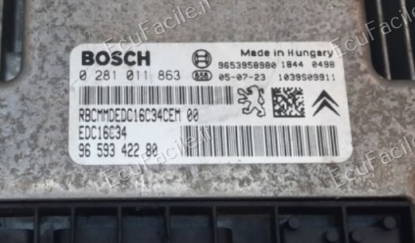 Centralina ECU Motore Peugeot 307 / Citroën 1.6 HDI 2004-2007 | BOSCH EDC16C34 | 0281011863 | 9661377280