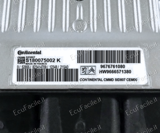 ECU CITROEN C4 PEUGEOT 3008 1.6 SID807 S180075002J 9676587780