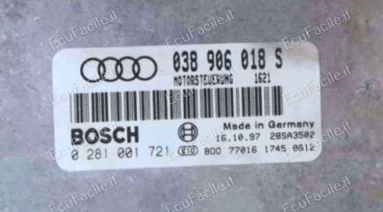 ECU AUDI A4 1.9TDI 0281001721 03890618S EDC15V -5.29 0389060185