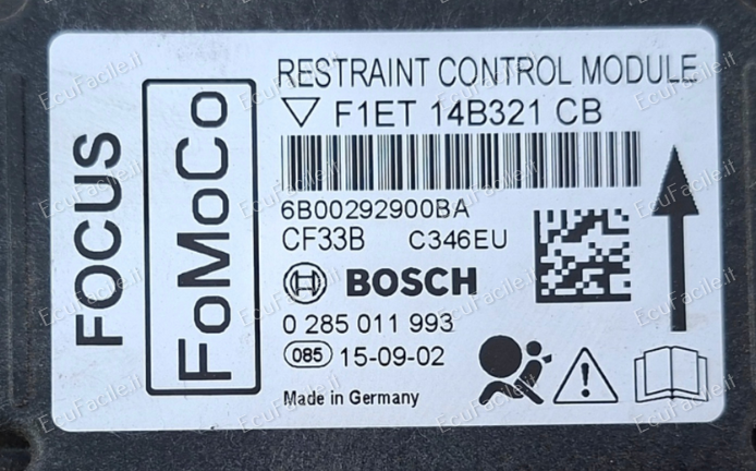 F1ET14B321CB 0285011993 ECU AIRBAG FORD FOCUS MK3 LIFT 14-18