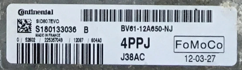 ECU FORD FOCUS 1.6 SID807EVO S180133036B BV61-12A650-NJ 4PPJ