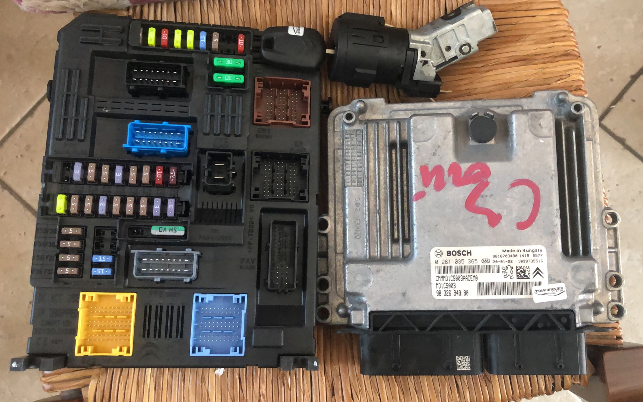 KIT CENTRALINA MOTORE PER PEUGEOT CITROEN Berlingo Station Wagon Serie 0281035365 Diesel 1.5 MD1CS003 BSI-EL3-CEM00 9830790580-00