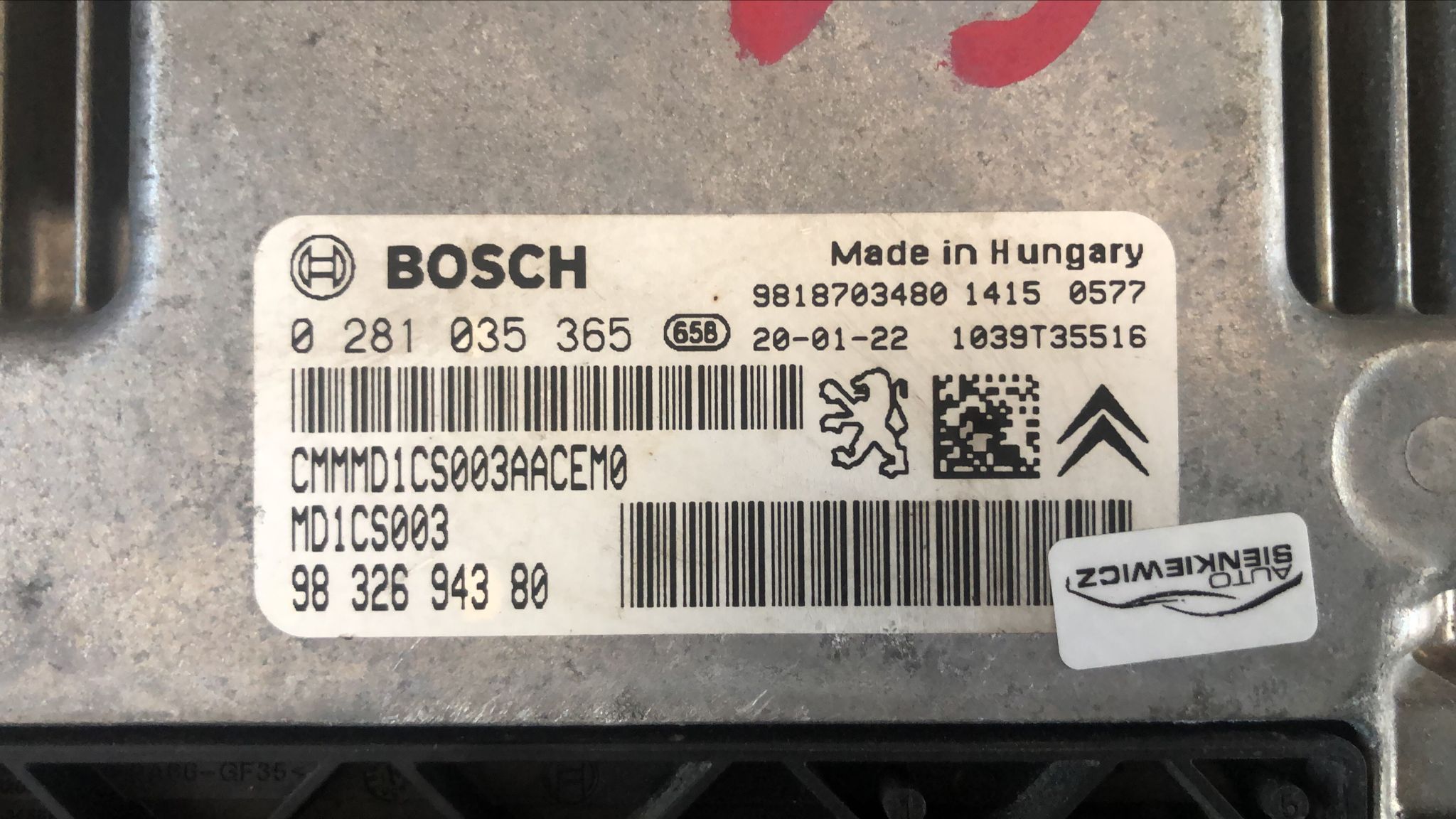 KIT CENTRALINA MOTORE PER PEUGEOT CITROEN Berlingo Station Wagon Serie 0281035365 Diesel 1.5 MD1CS003 BSI-EL3-CEM00 9830790580-00