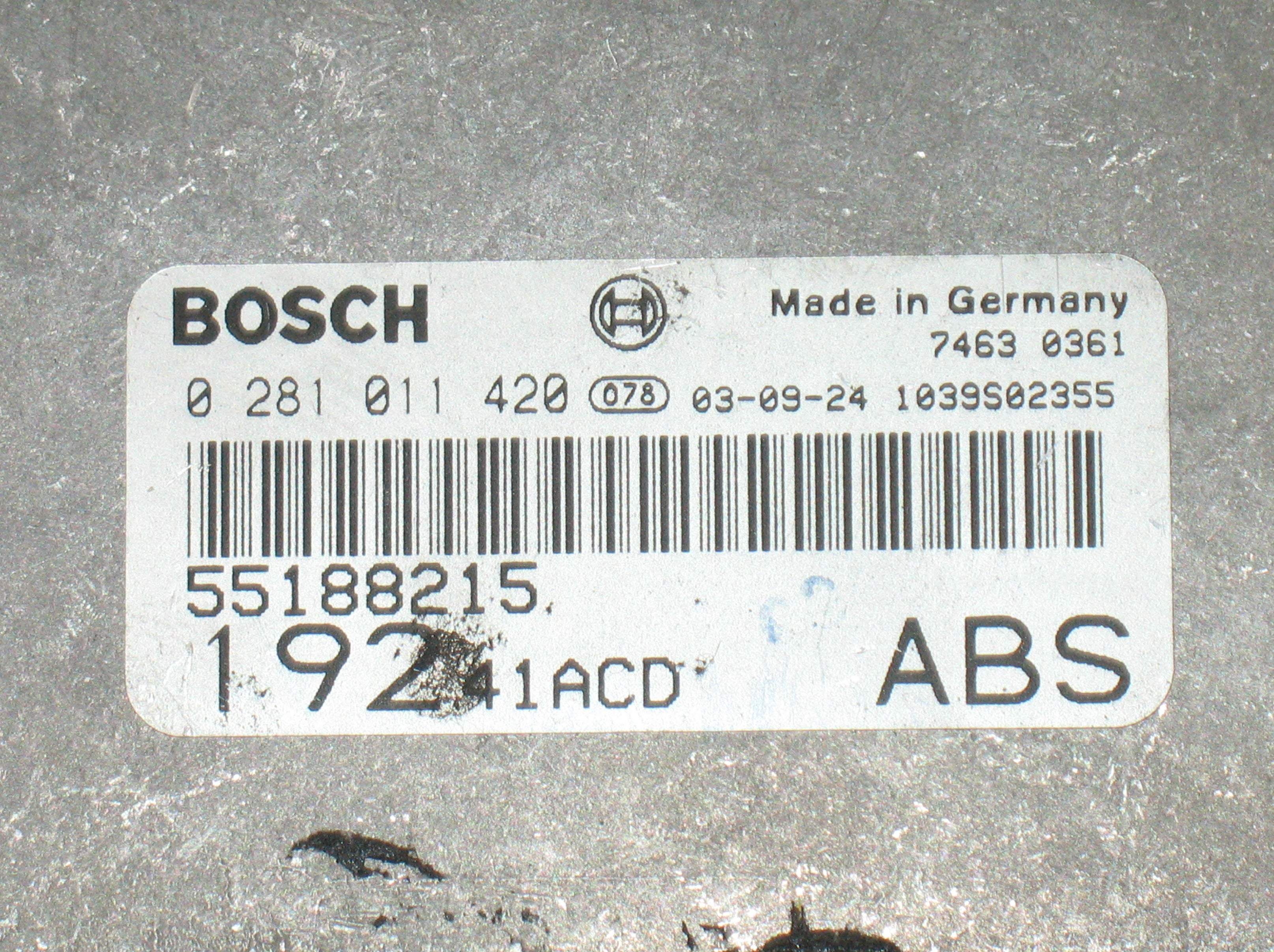 0281011420 EDC15C7-2.3 55188215 41ACD CENTRALINA MOTORE ECU BOSCH FIAT STILO MOTORE 1.9 JTD 8V 59KW 80CV