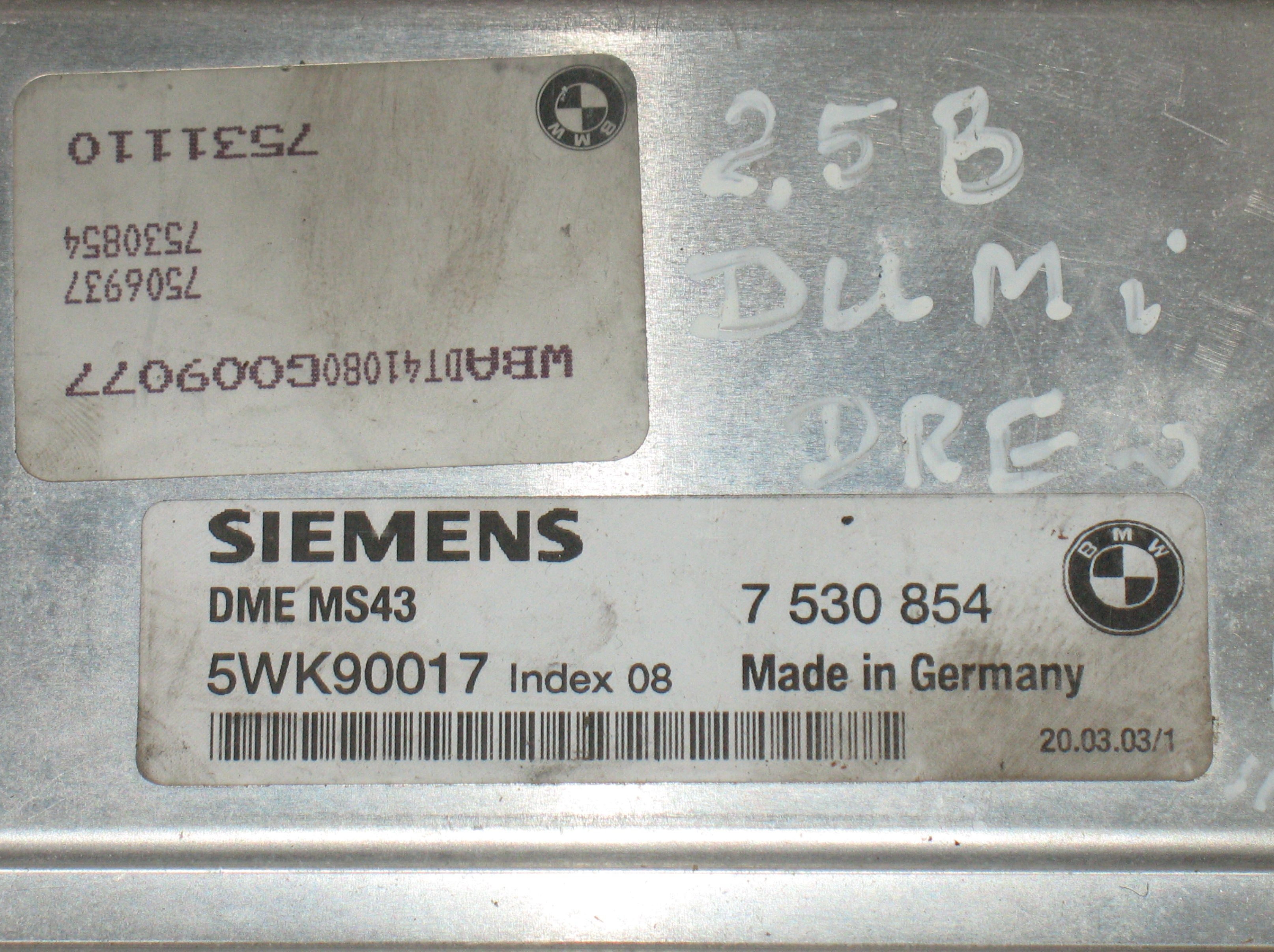 BMW 3 SERIES ENGINE ECU E46 PART 7530854 5WK90017 SIEMENS 325I