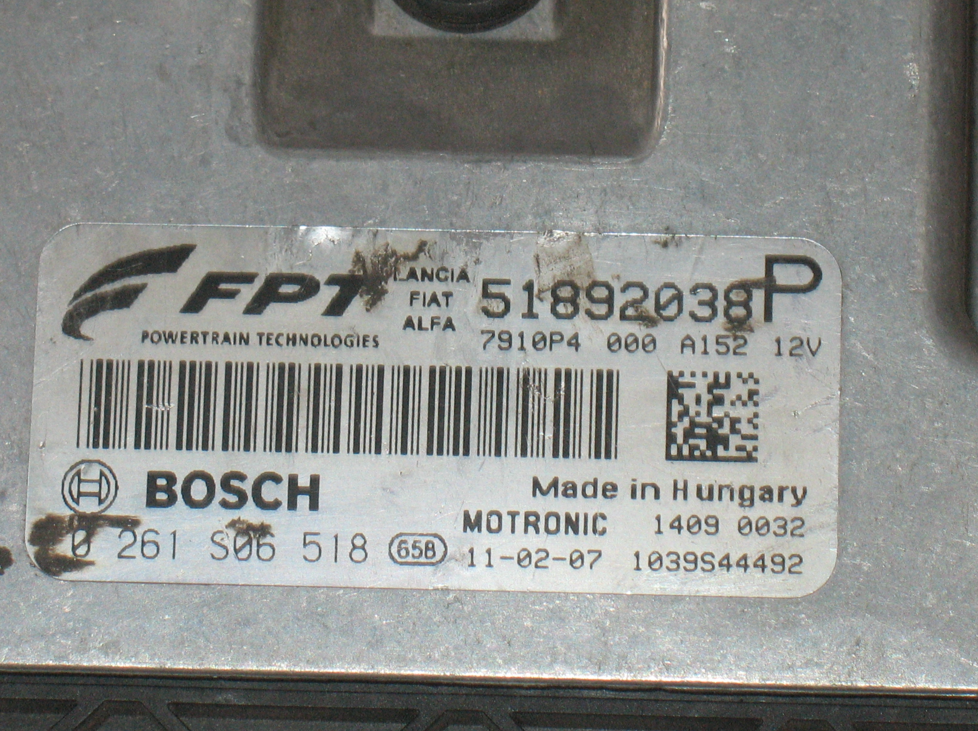 CENTRALINA MOTORE FIAT ABART 500 1.4 BOSCH 0261S06518 FPT 51897655 1037513752