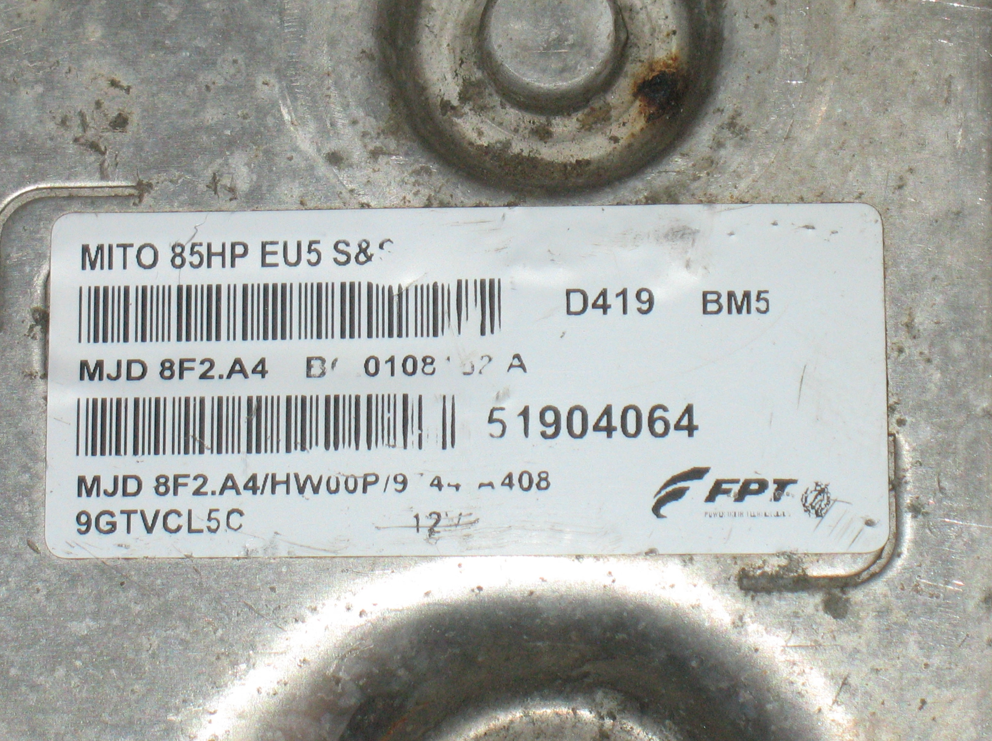 51904064 MJD8F2A4 CENTRALINA MOTORE ALFA ROMEO Mito Serie (955_) (08>) 1.3 Diesel (2011)