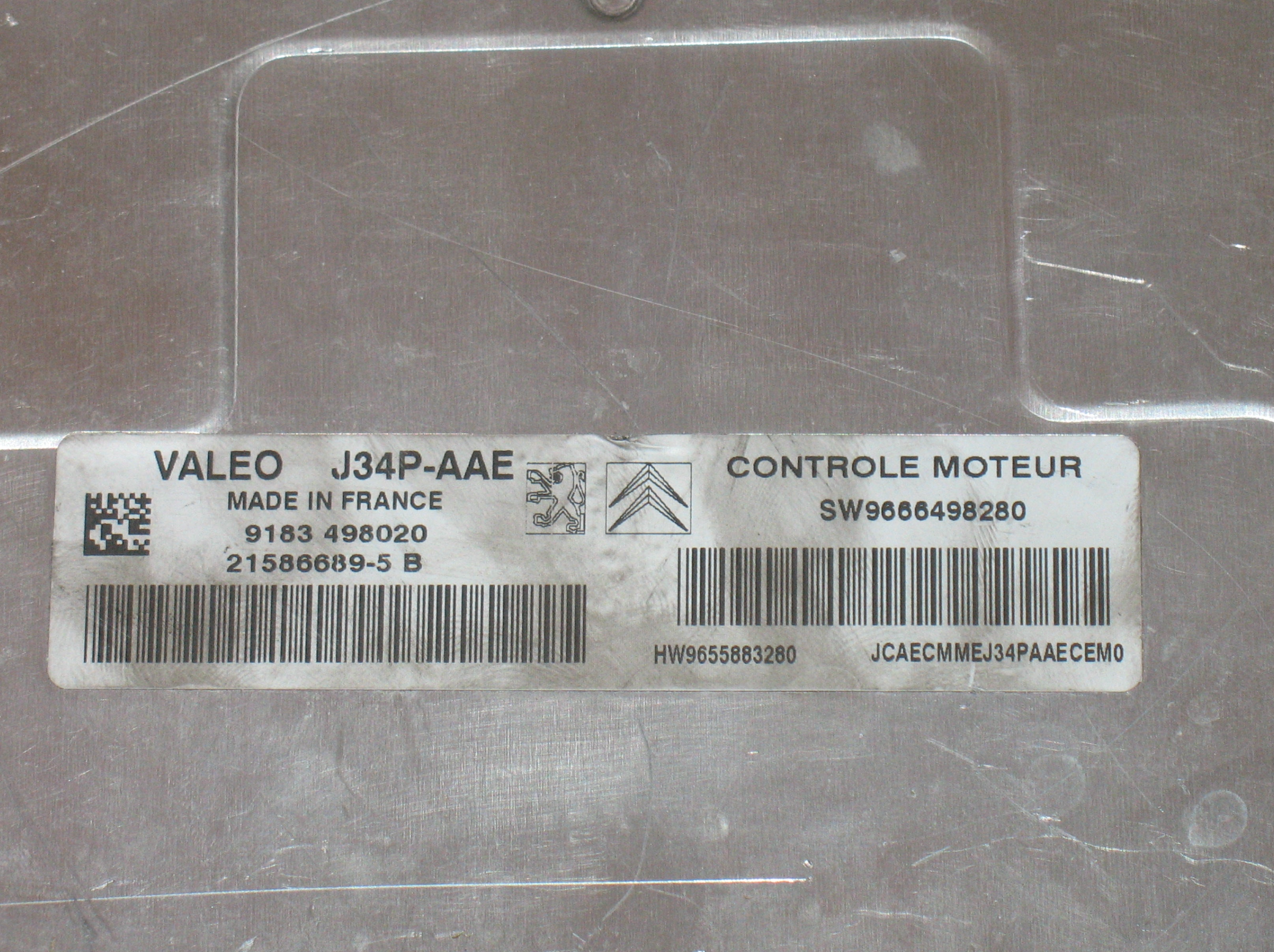 CENTRALINA MOTORE CITROEN PEUGEOT 21586689- 5B 215866895B J34P-AAE SW9666498280