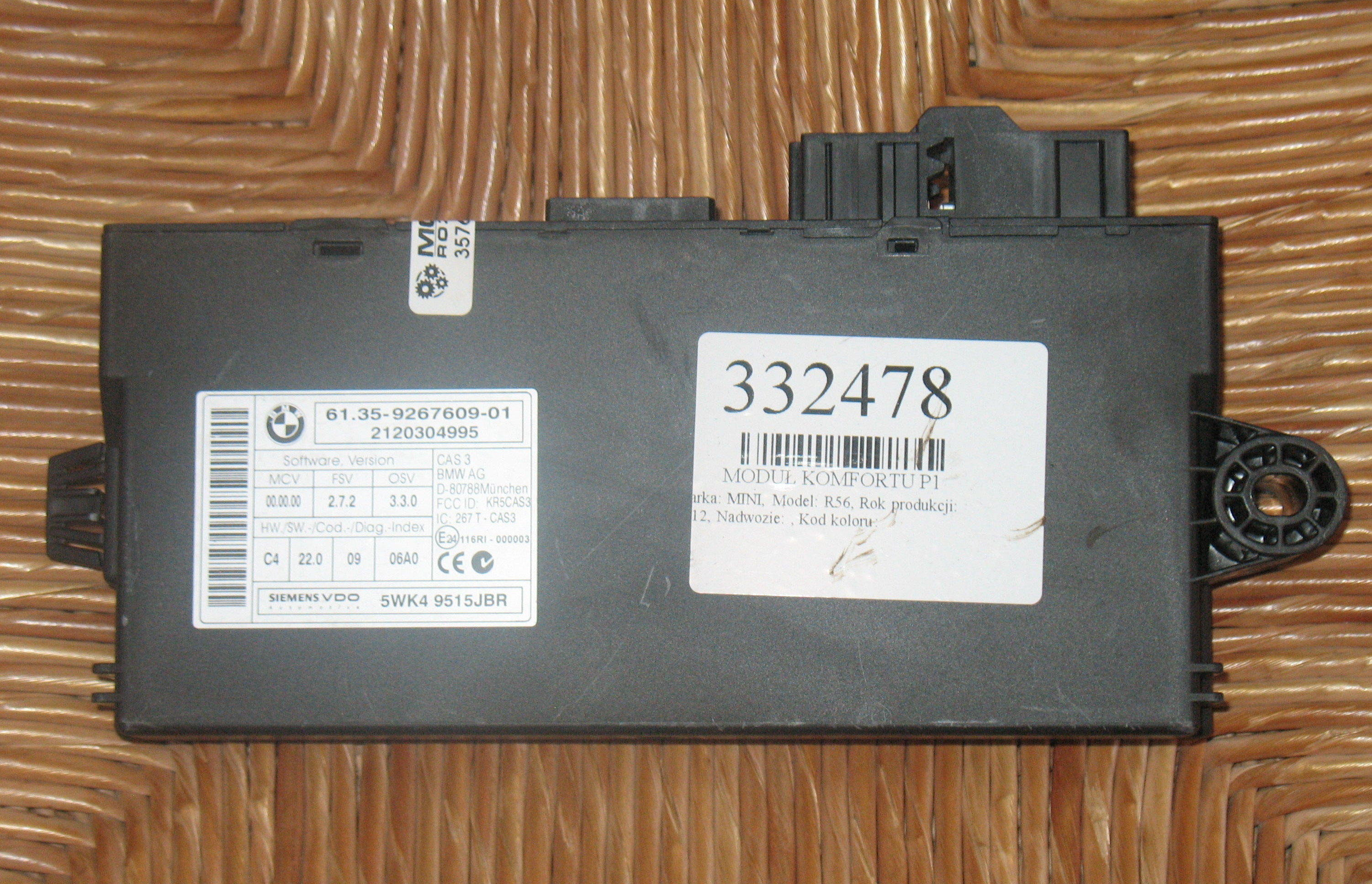 BODY COMPUTER MİNİ COOPER S R57 CAS3 61.35-9267609-01 BMW SIEMENS