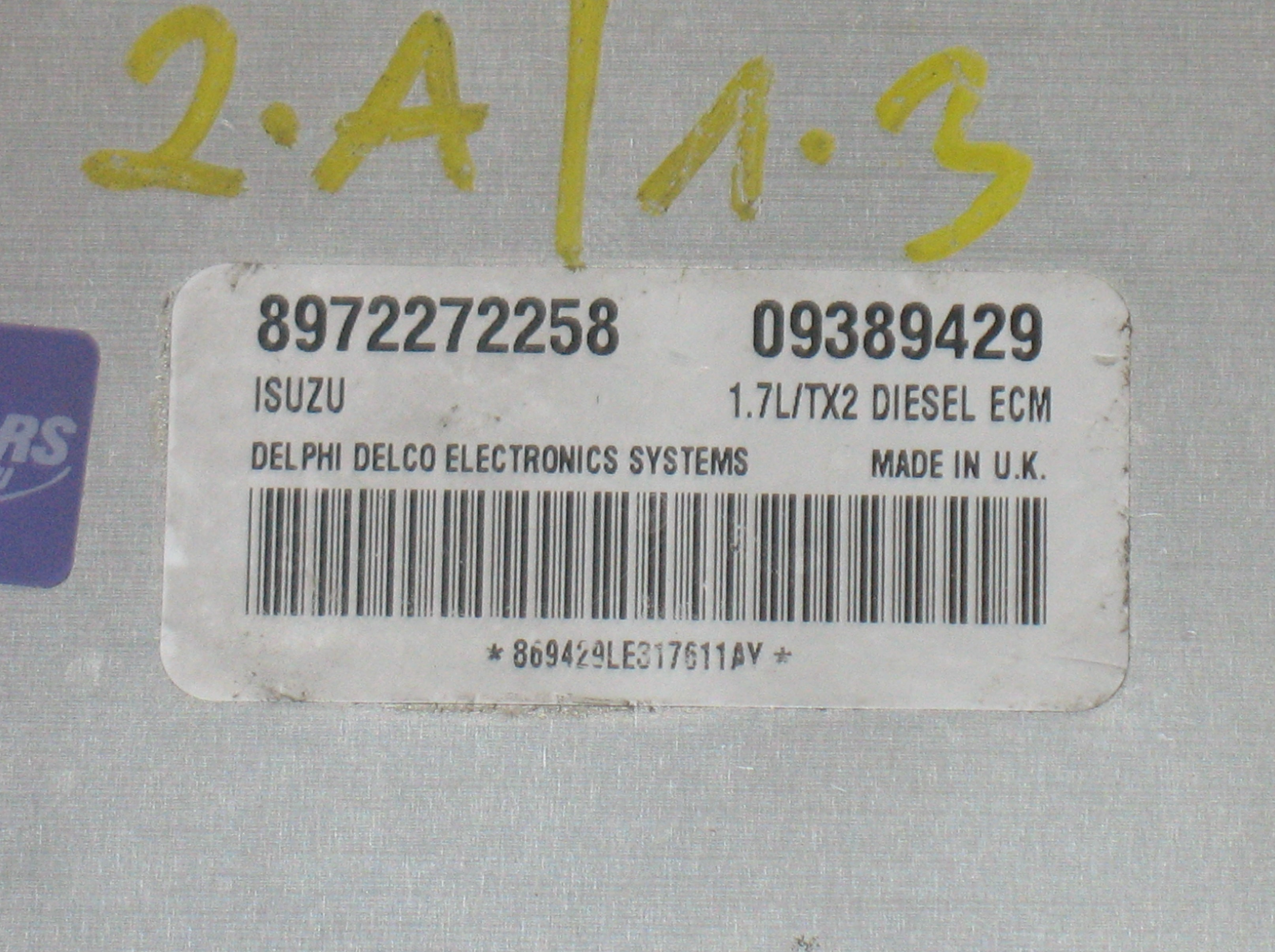 ECU Opel Corsa C 1.7 DTI Mod. ISUZU 8972272258 - 09389429 con sensore immobilizer 24445098