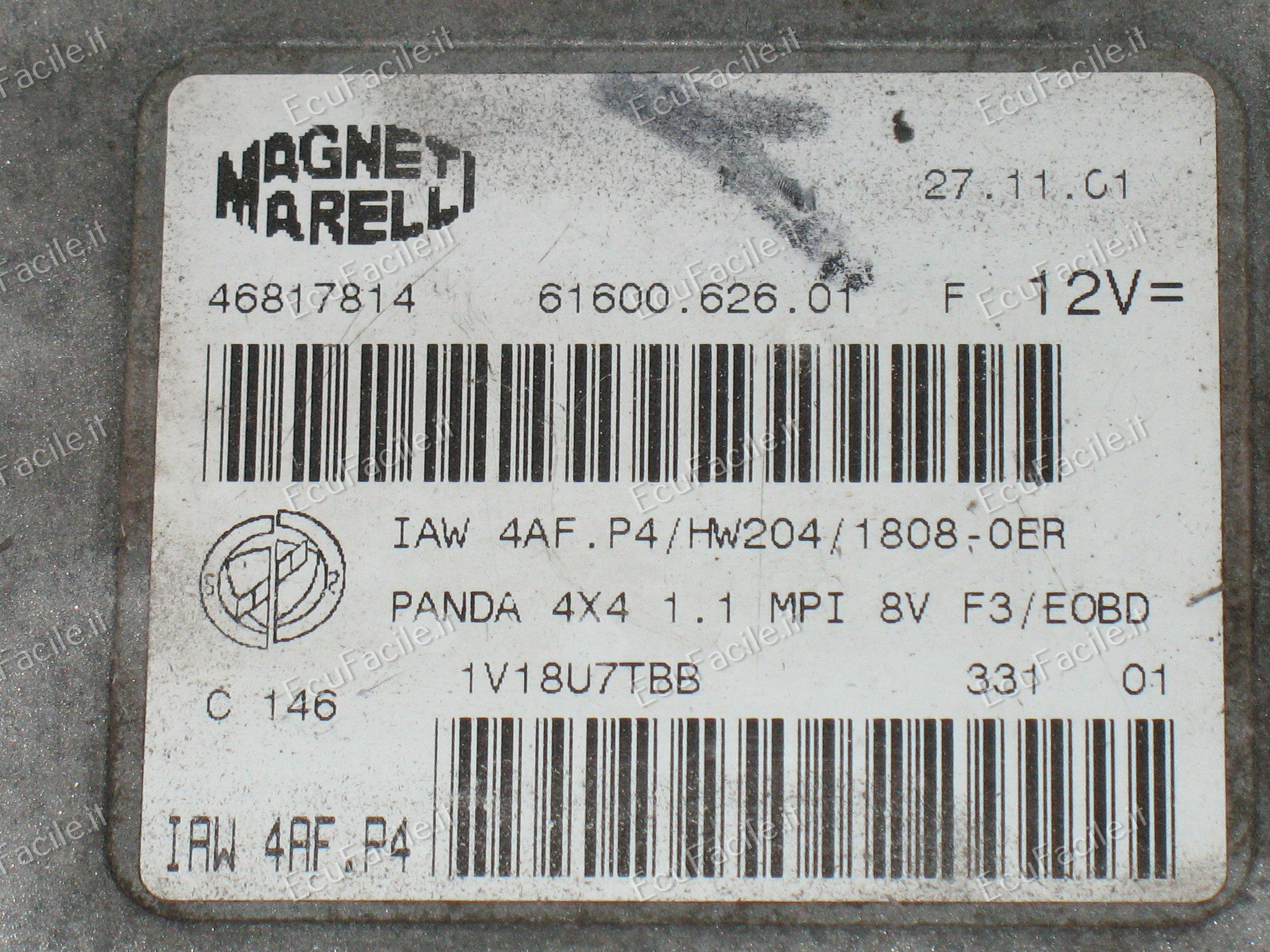 ECU FIAT PANDA 1.1 4X4 IAW 4AF.P4 HW204 IAW4AFP4 46817814