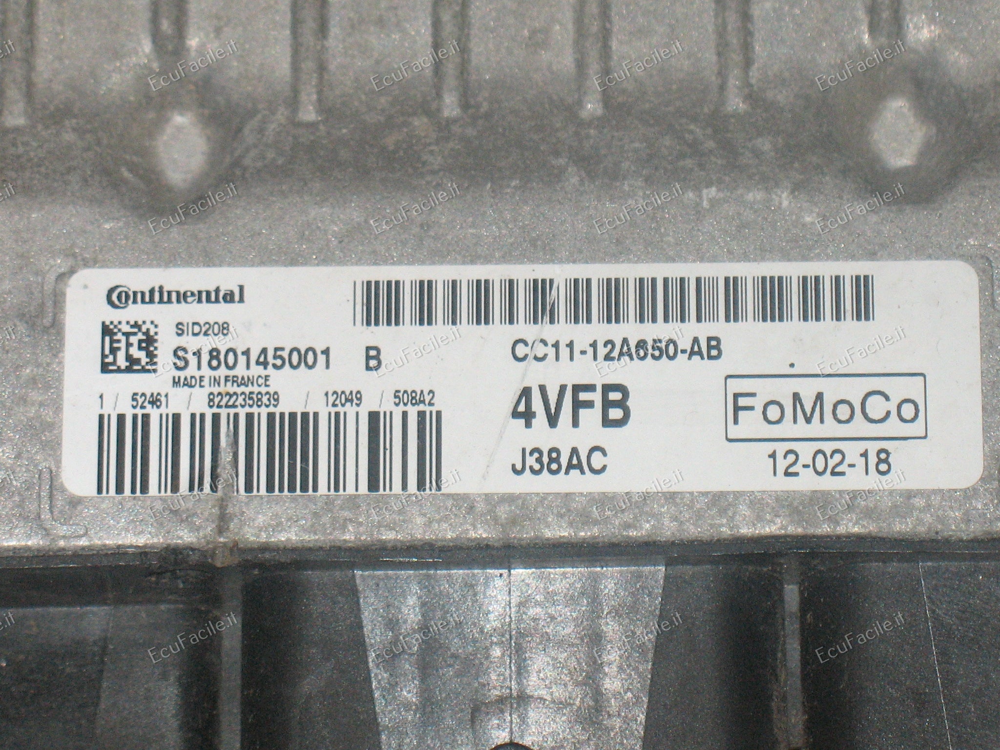 ECU FORD TRANSIT 2.2 S180145001 B S180145001B CONTINENTAL SID208 4VFB CC11-12A650-AB