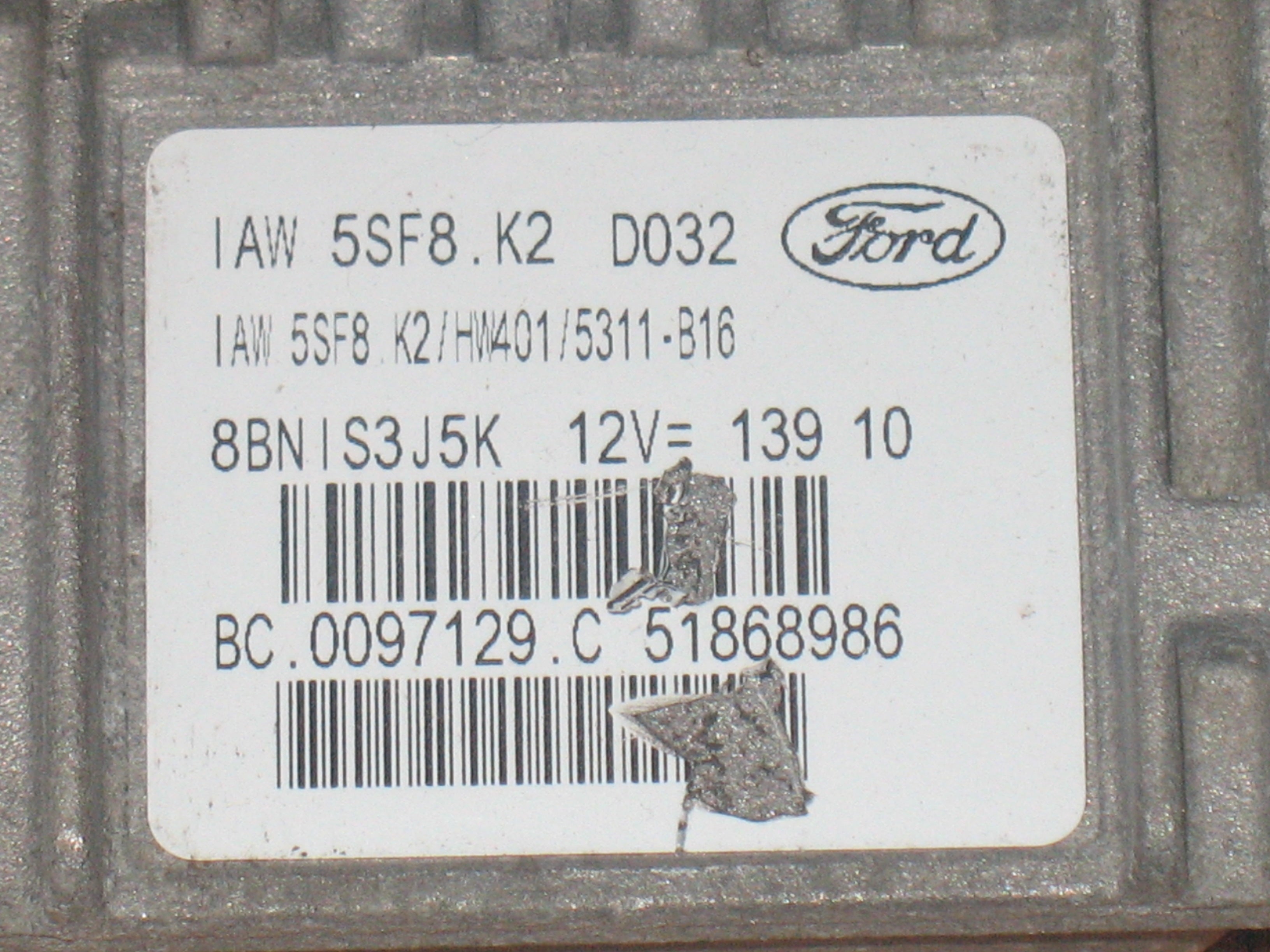 CENTRALINA MOTORE FORD KA 1.2 BENZINA IAW5SF8K2 51868986 SC2L hw401