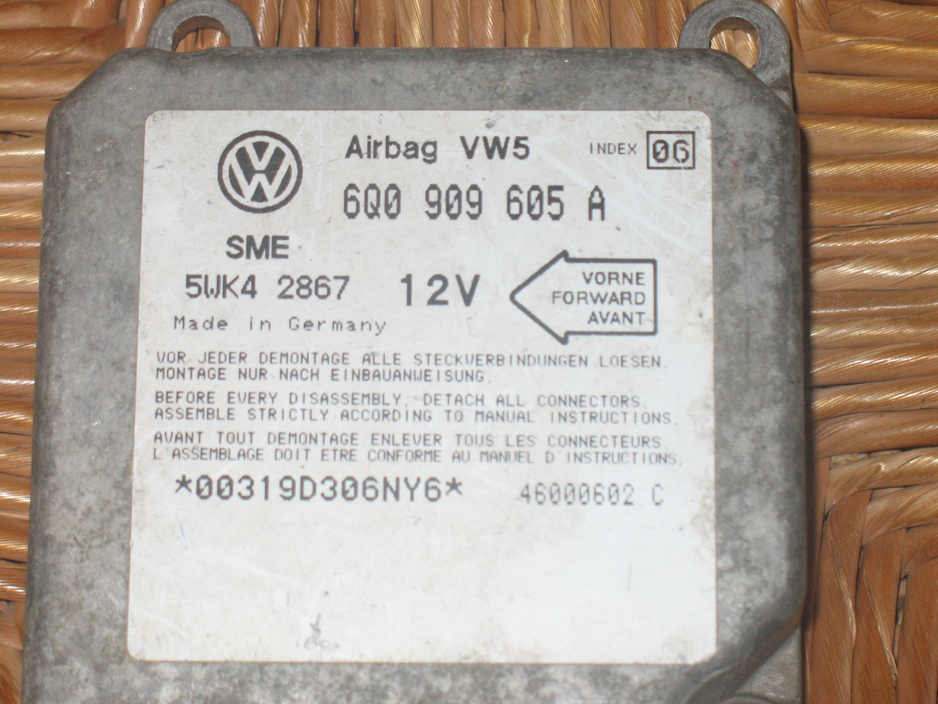 CENTRALINA AIRBAG 6Q0909605A GOLF 4 5WK42867 VW5