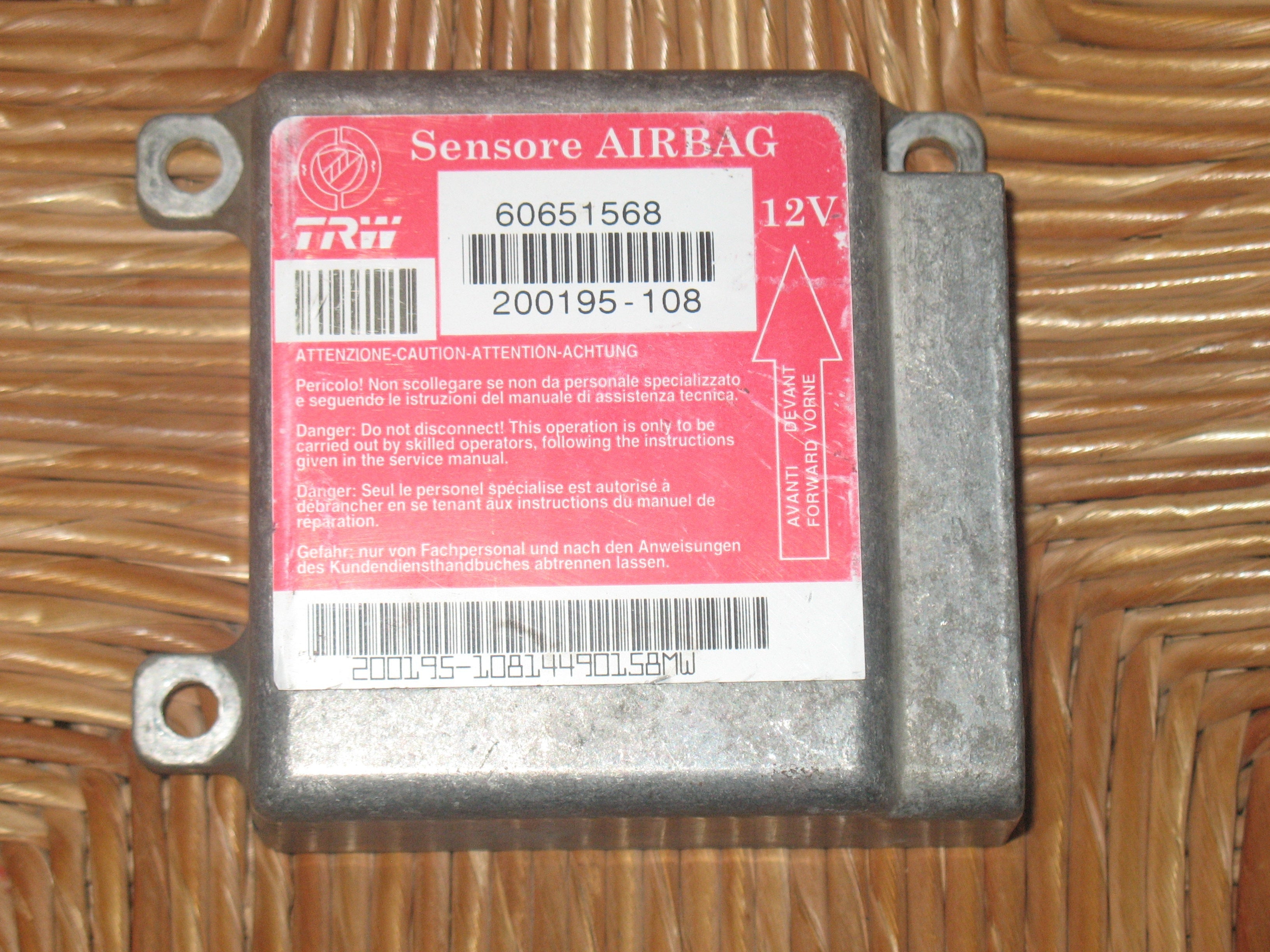 Centralina Air Bag Alfa Romeo 166 60651568 TRW 200195-108