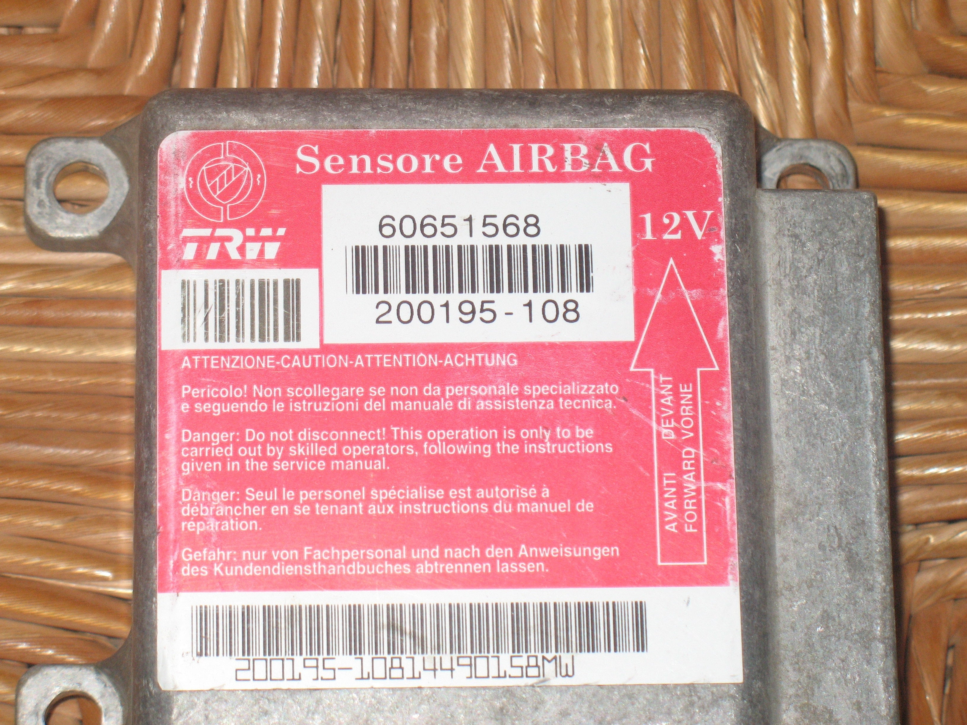 Centralina Air Bag Alfa Romeo 166 60651568 TRW 200195-108