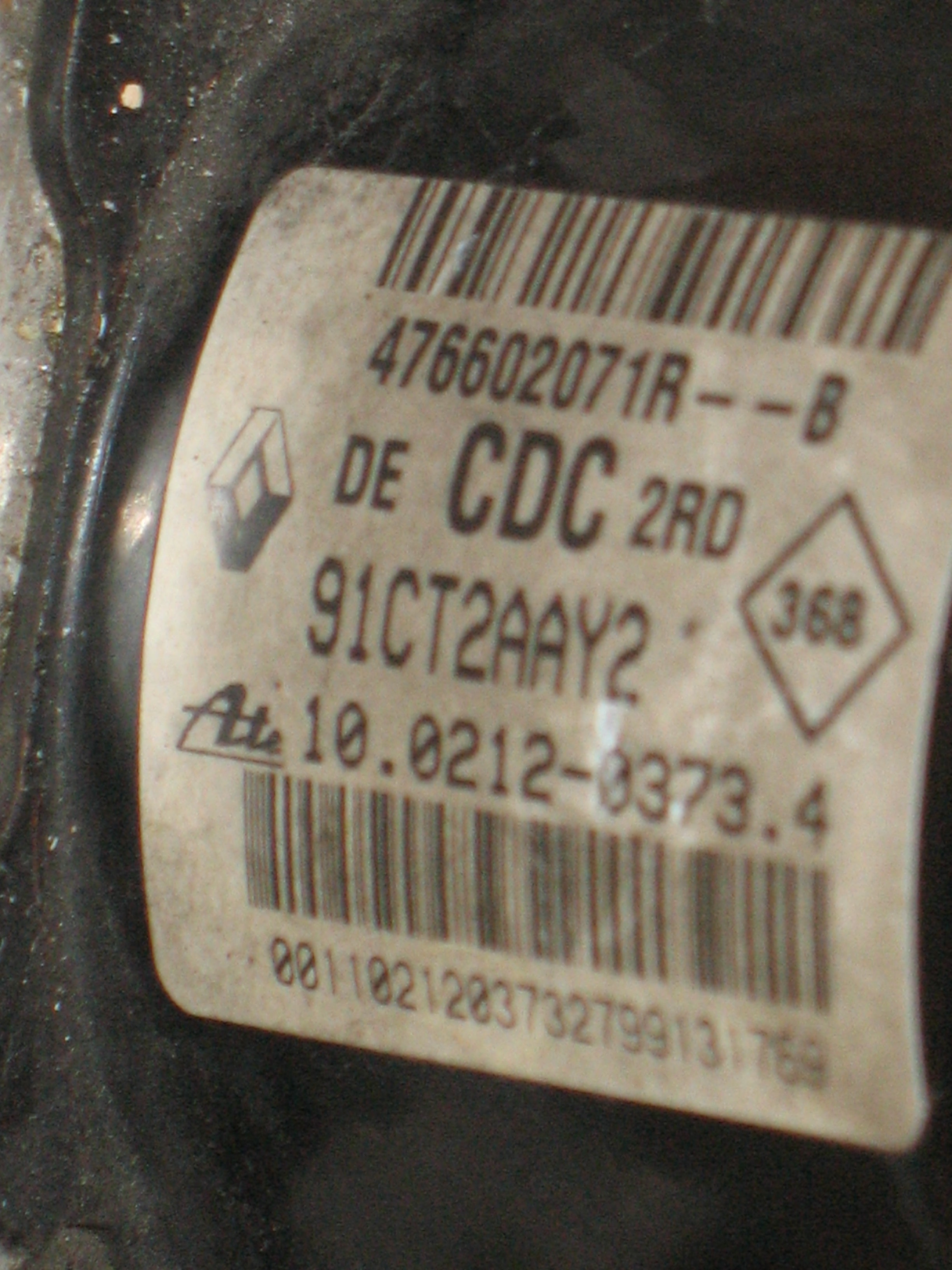 Pompa ABS Renault 476602071R 91CT2AAY2 Ate 10.0212-0373.4. Centralina CDC/ESP 28.5610-7802.3. Ate 10096114433 10061930571