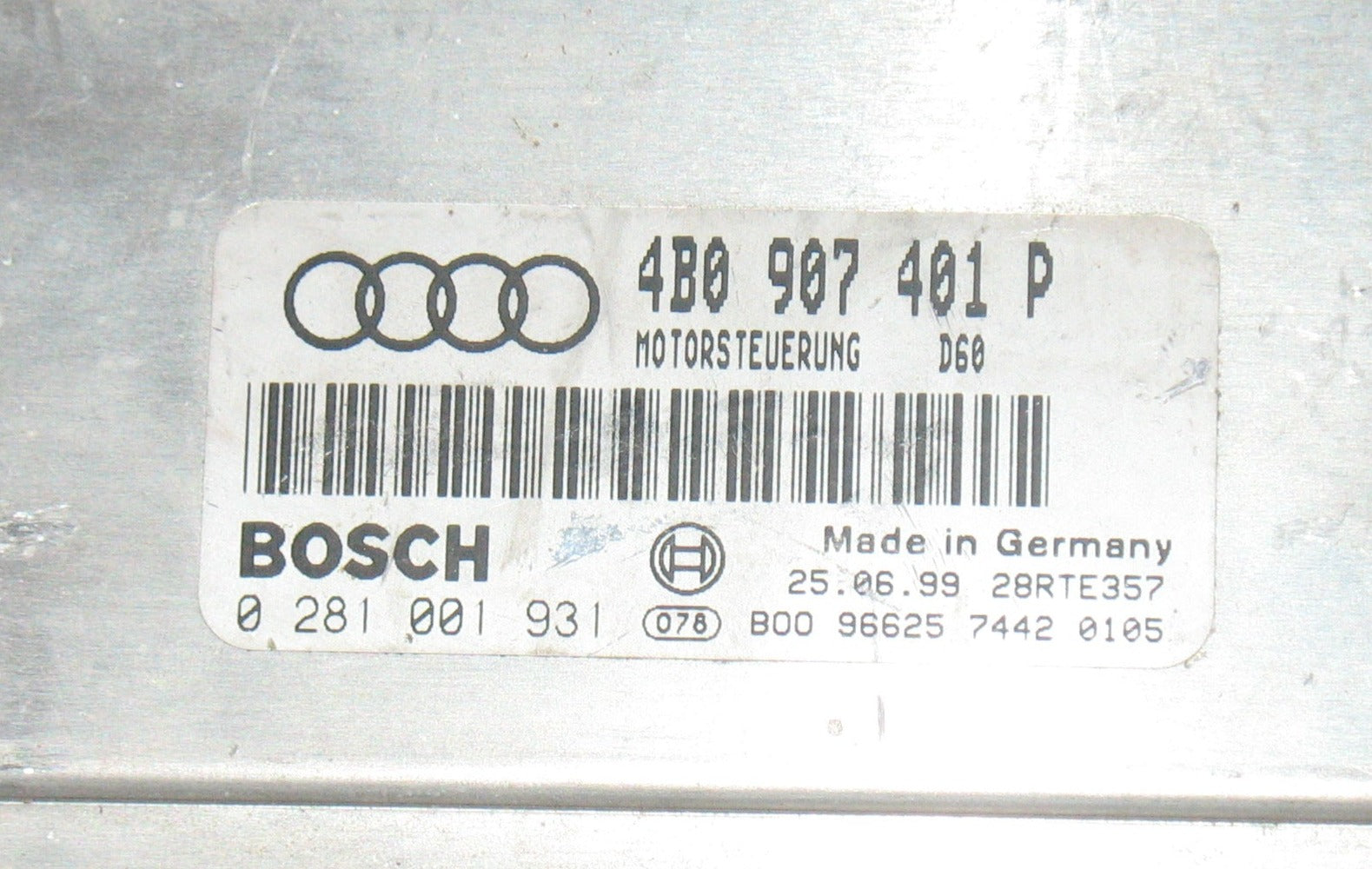 ECU BOSCH 0281001931 AUDI A6 4B 2.5 V6 TDI CAT 4B0907401P Diesel EDC 15M