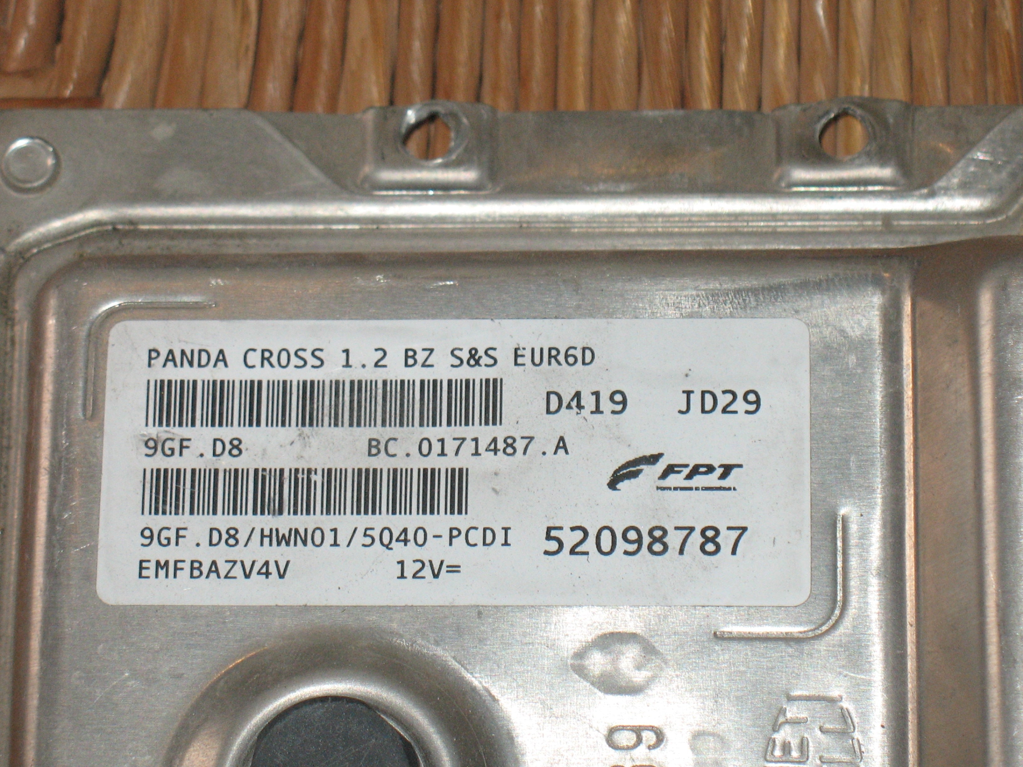 CENTRALINA ECU FIAT PANDA 312 1.2 CROSS 52098787 Iaw 9GF.D8 BC.0171487.A
