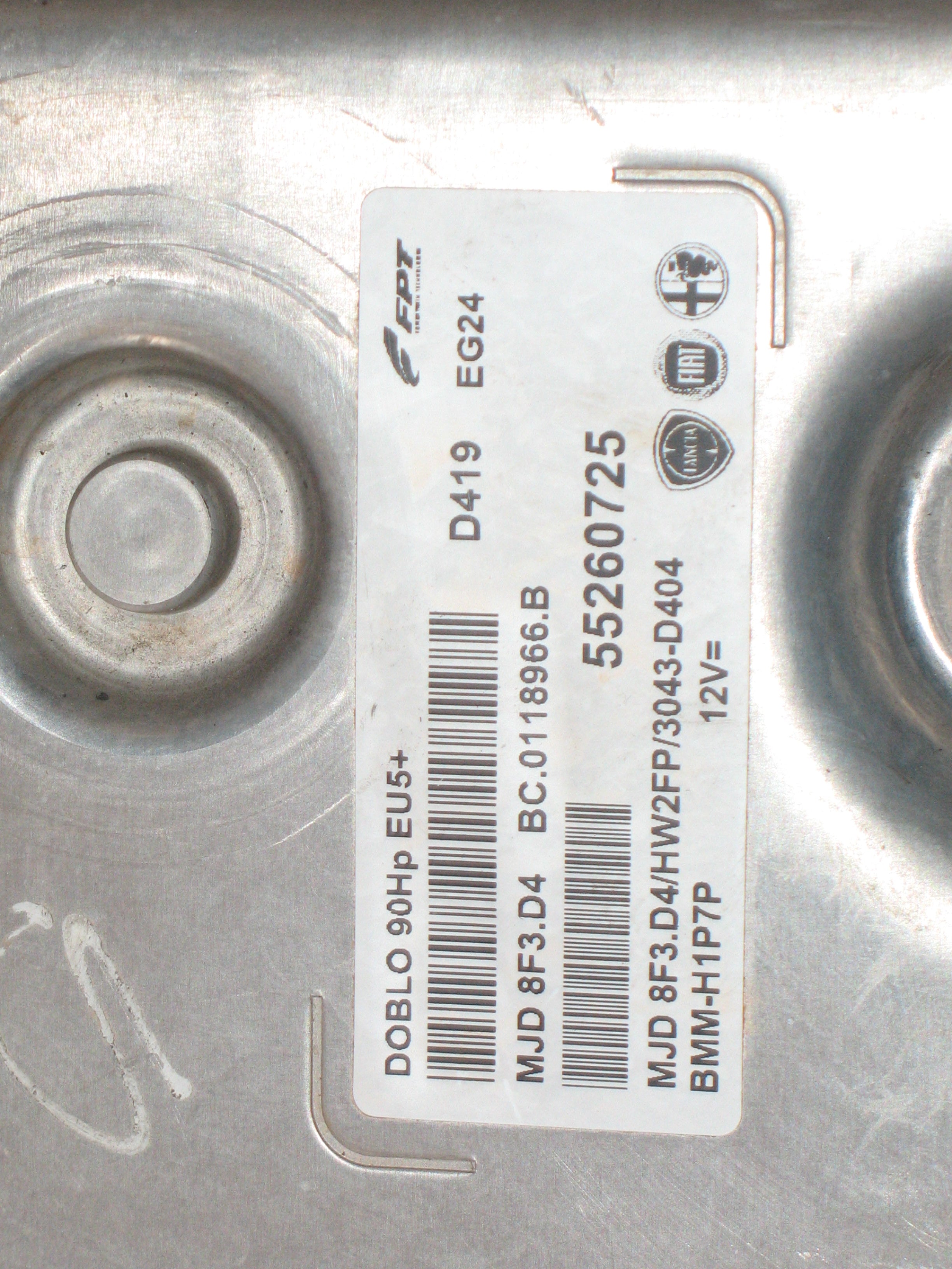 ECU FIAT DOBLO 90HP EU5+ 55260725 MJD 8F3.D4 HW2FP 3043-D404