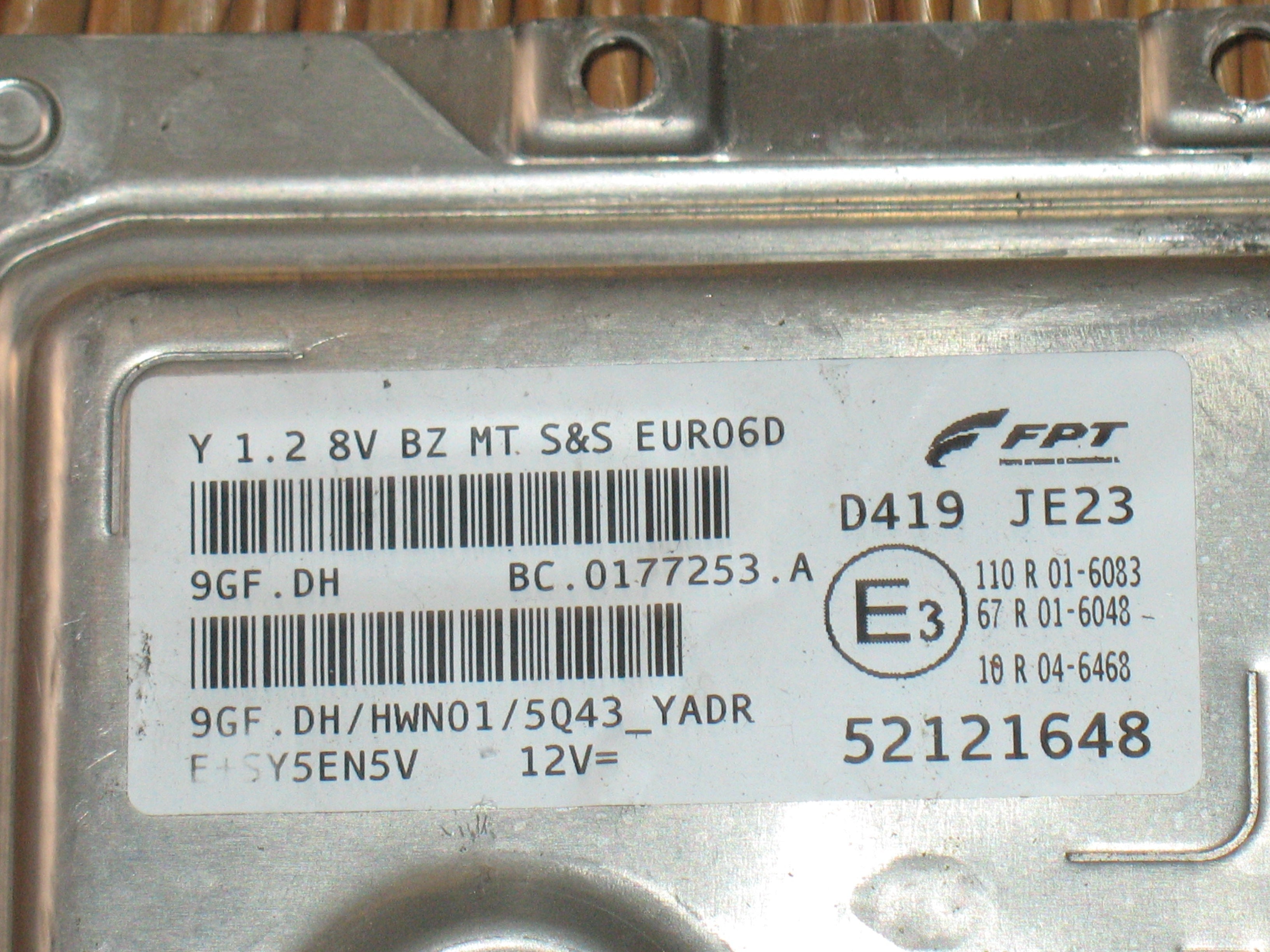 ECU CENTRALINA MOTORE LANCIA YPSILON GPL 1.2 EUR06D 52121648 9GF.DH 9GFDH 9GF.DH HWN01 5Q43-YADR