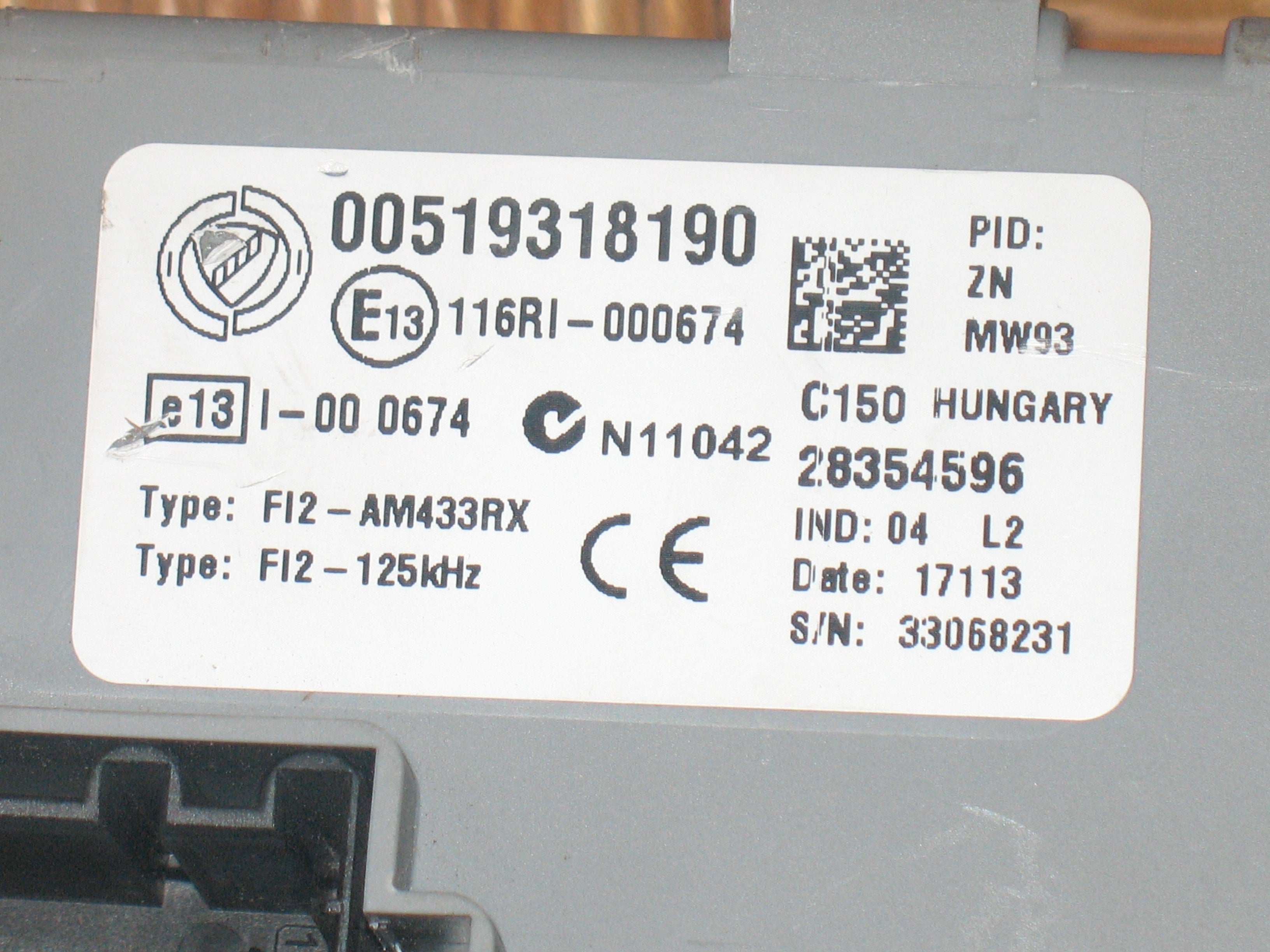 519318190 CENTRALINA BODY COMPUTER FIAT 500 1.2 B 3P 5M 51KW