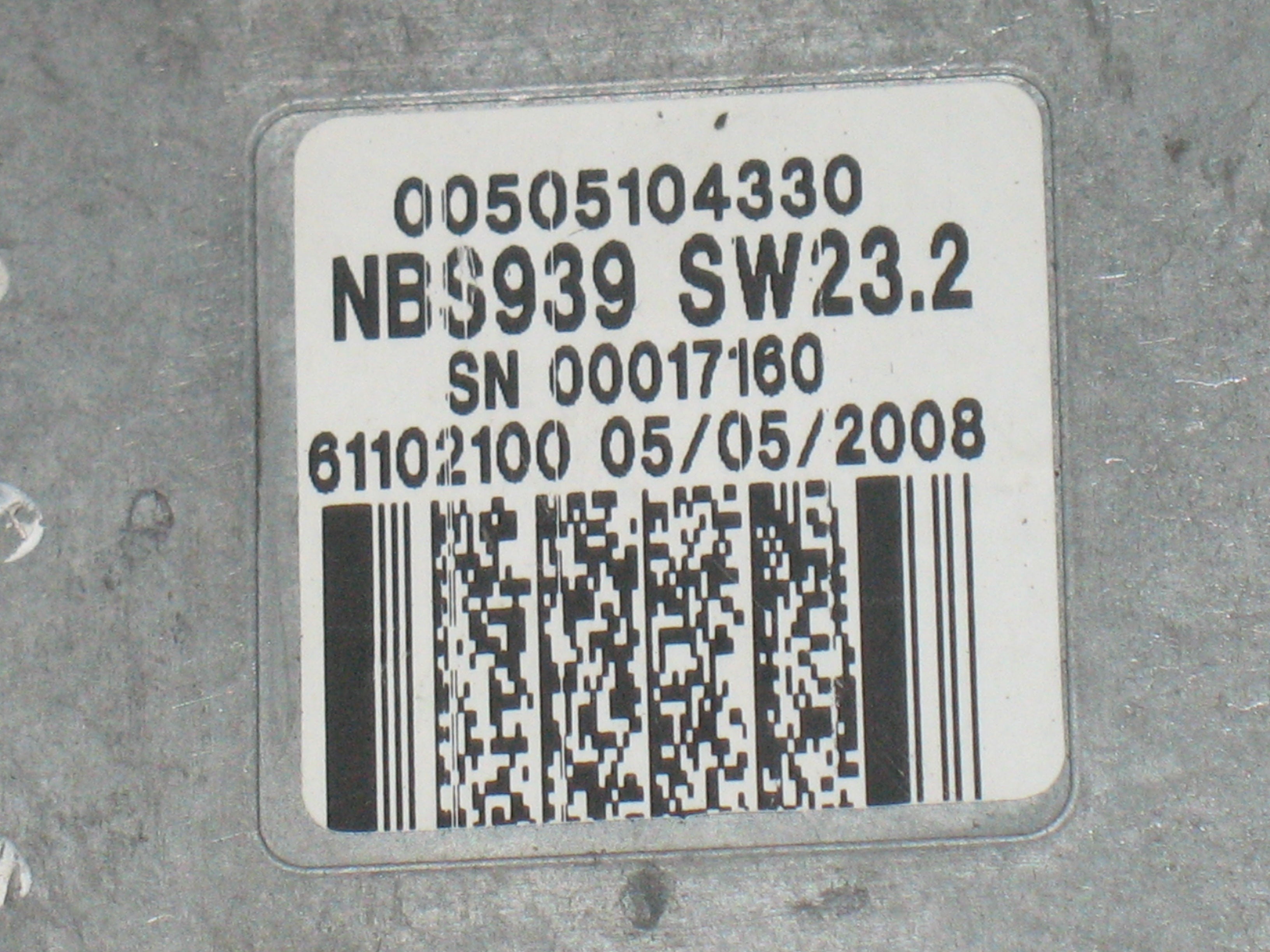 CENTRALINA BLOCCA STERZO ALFA ROMEO 00505104330 NBS939 SW232 SN00040950 61102100