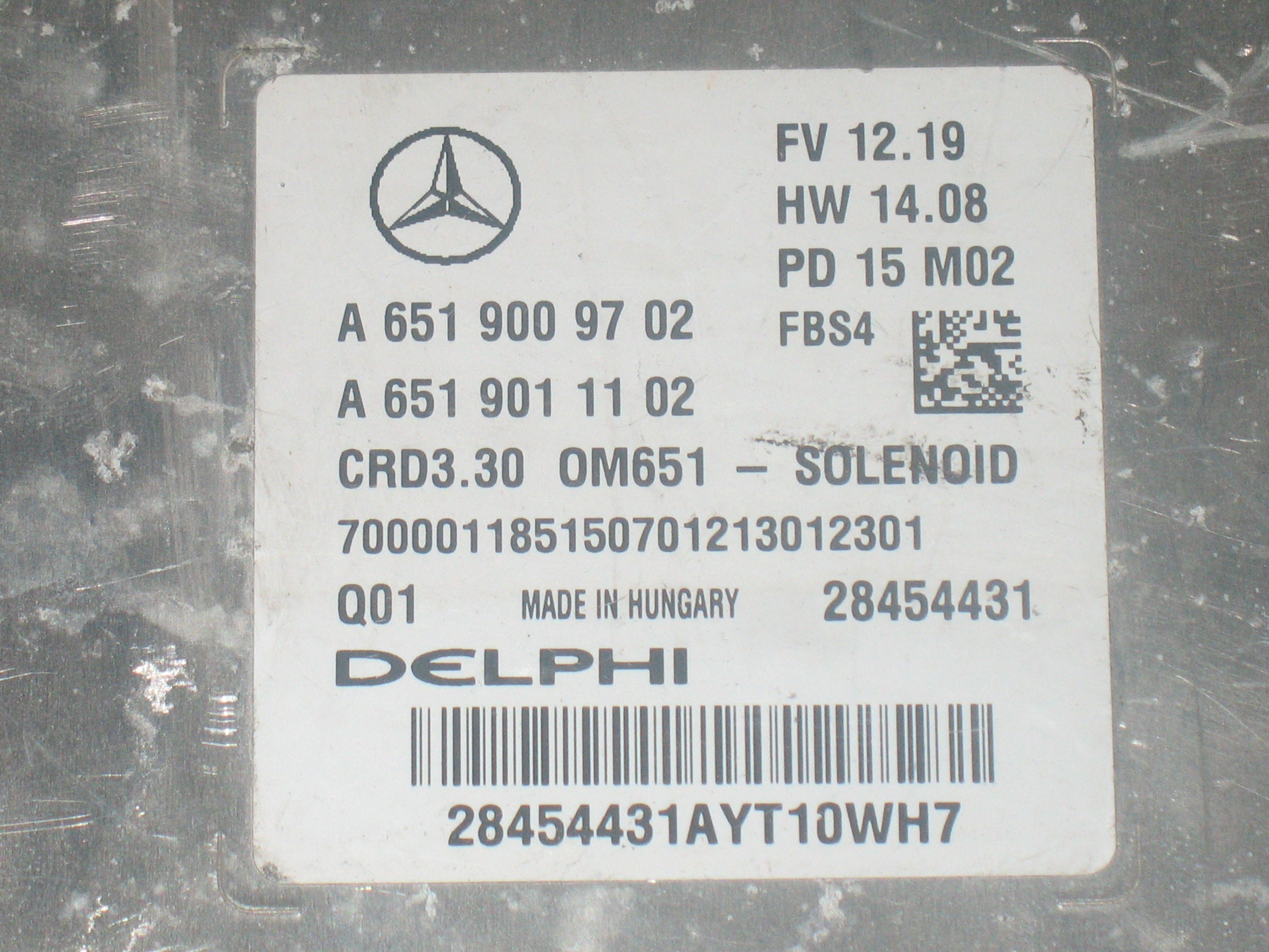 ECU  A6519009702  MERCEDES-BENZ CLASSE B (W246) 2.2 CDI 16V CRD3.30  28454431