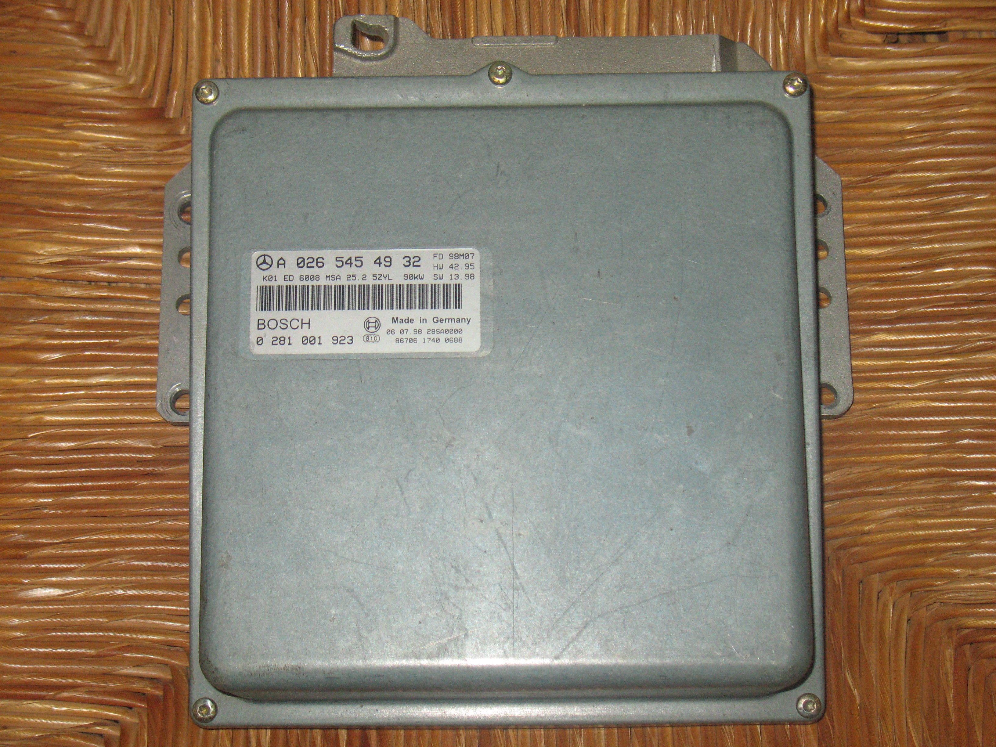 ECU CENTRALINA MOTORE MERCEDES SPRINTER 0281001923 A0265454932 EDC 1.4 MSA 15.2-3.24