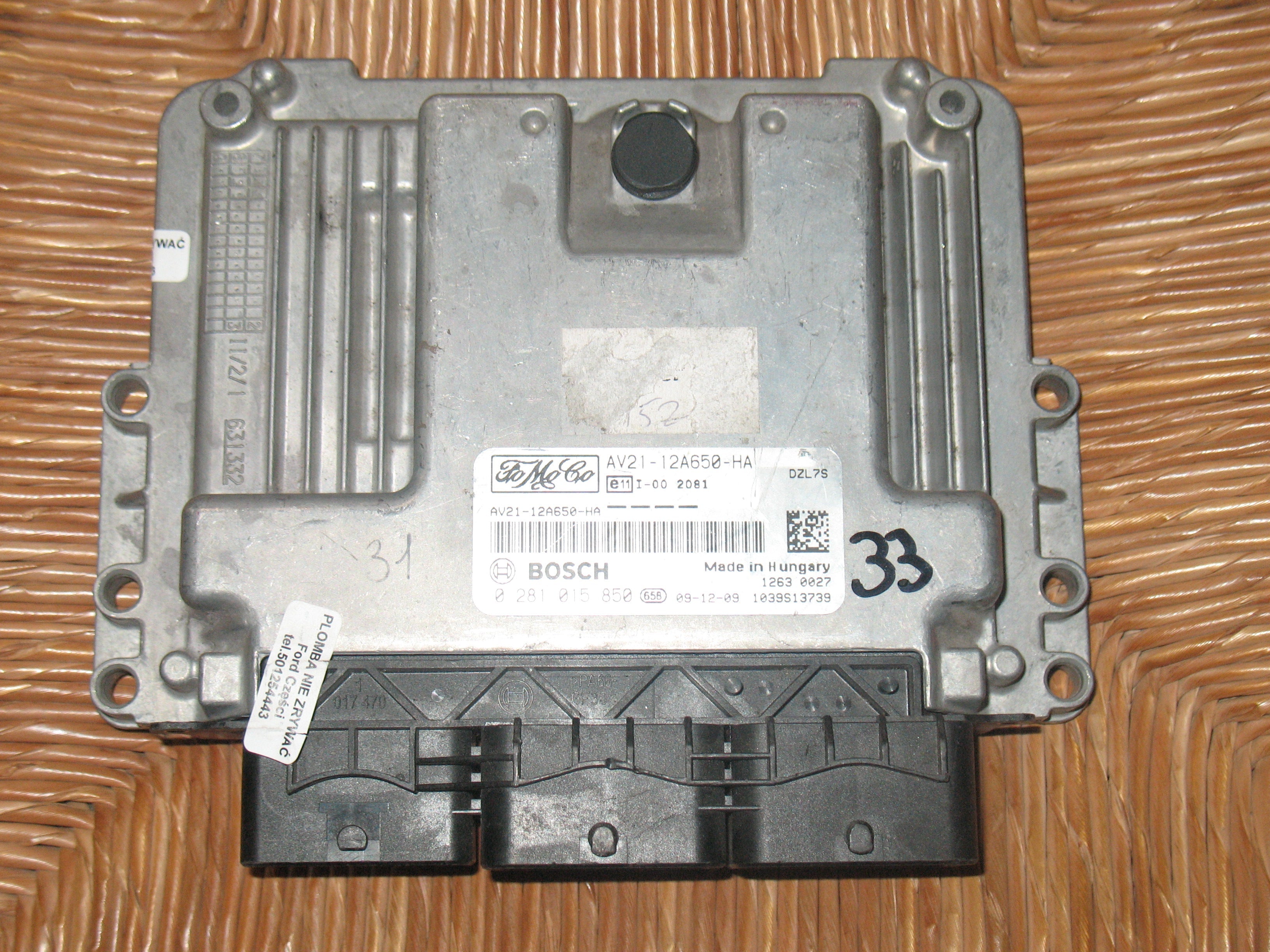 ECU FORD BOSCH 0281015850 0281015850 FoMoCo AV21-12A650-HD EDC 17C10-5.20