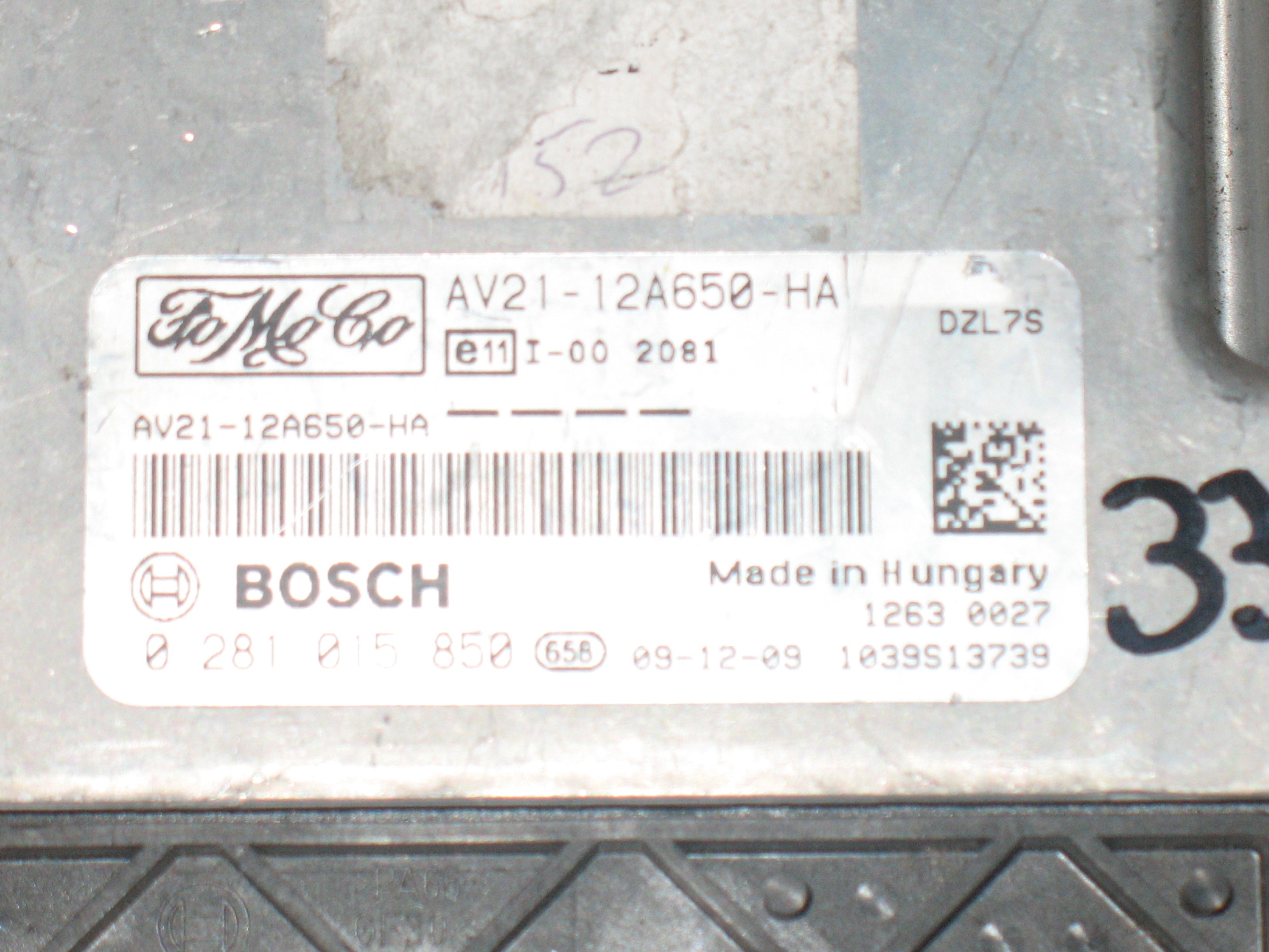 ECU FORD BOSCH 0281015850 0281015850 FoMoCo AV21-12A650-HD EDC 17C10-5.20