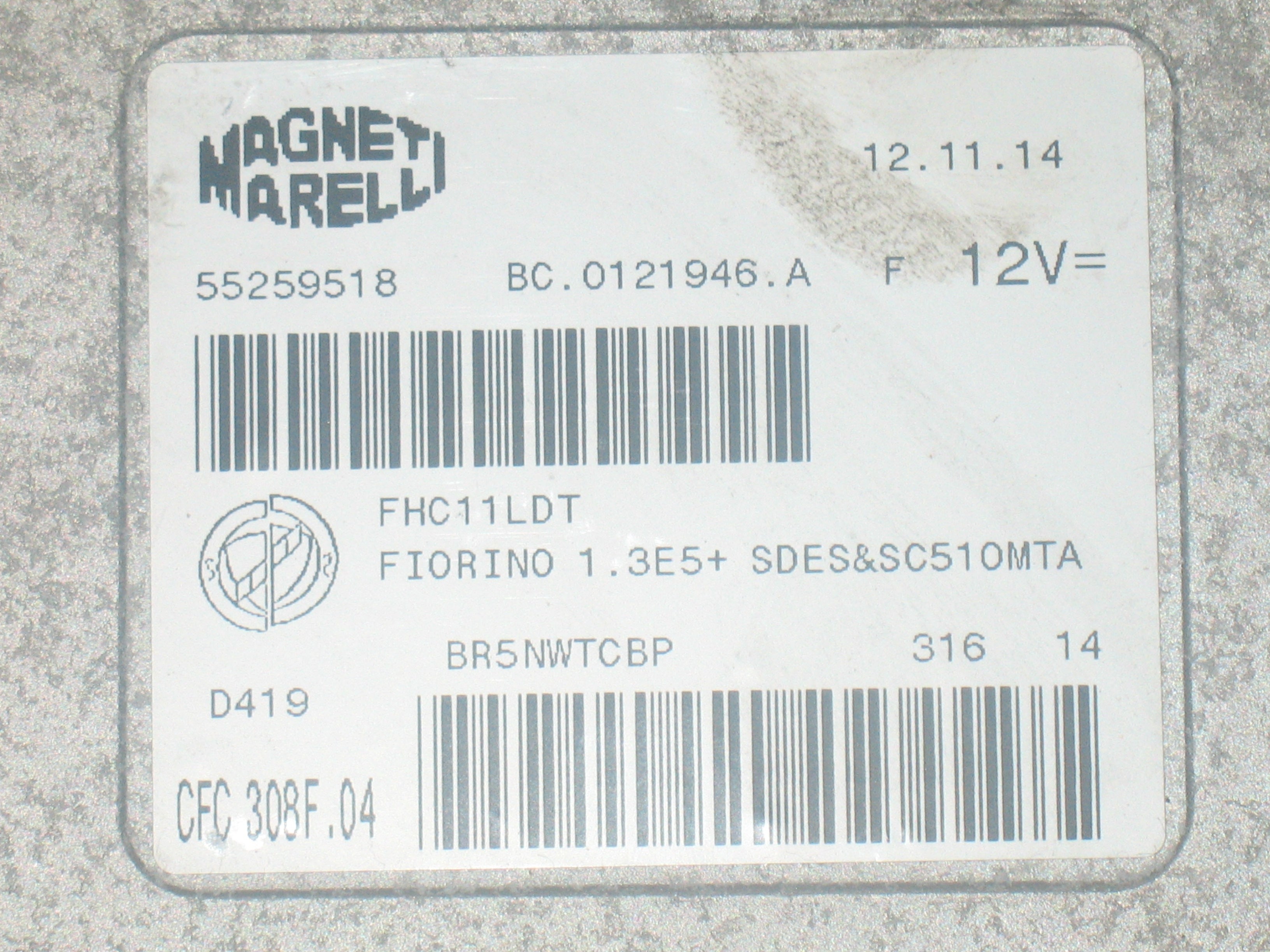 ECU CENTRALINA FIAT FIORINO 1.3 MJET 95HP 55259518 CFC308F.04 CFC 308F.04 BC.0121946.A