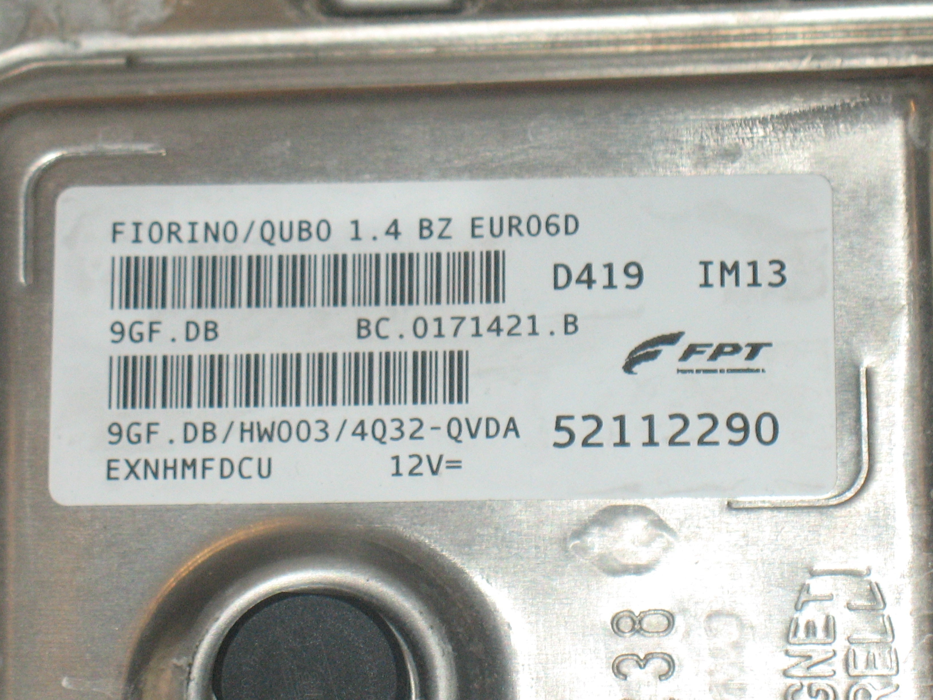 52112290 9GFDB HW003 ECU CENTRALINA Fiat FIORINO Engine Size: 1.4 2017-2019 BC.0171421.B