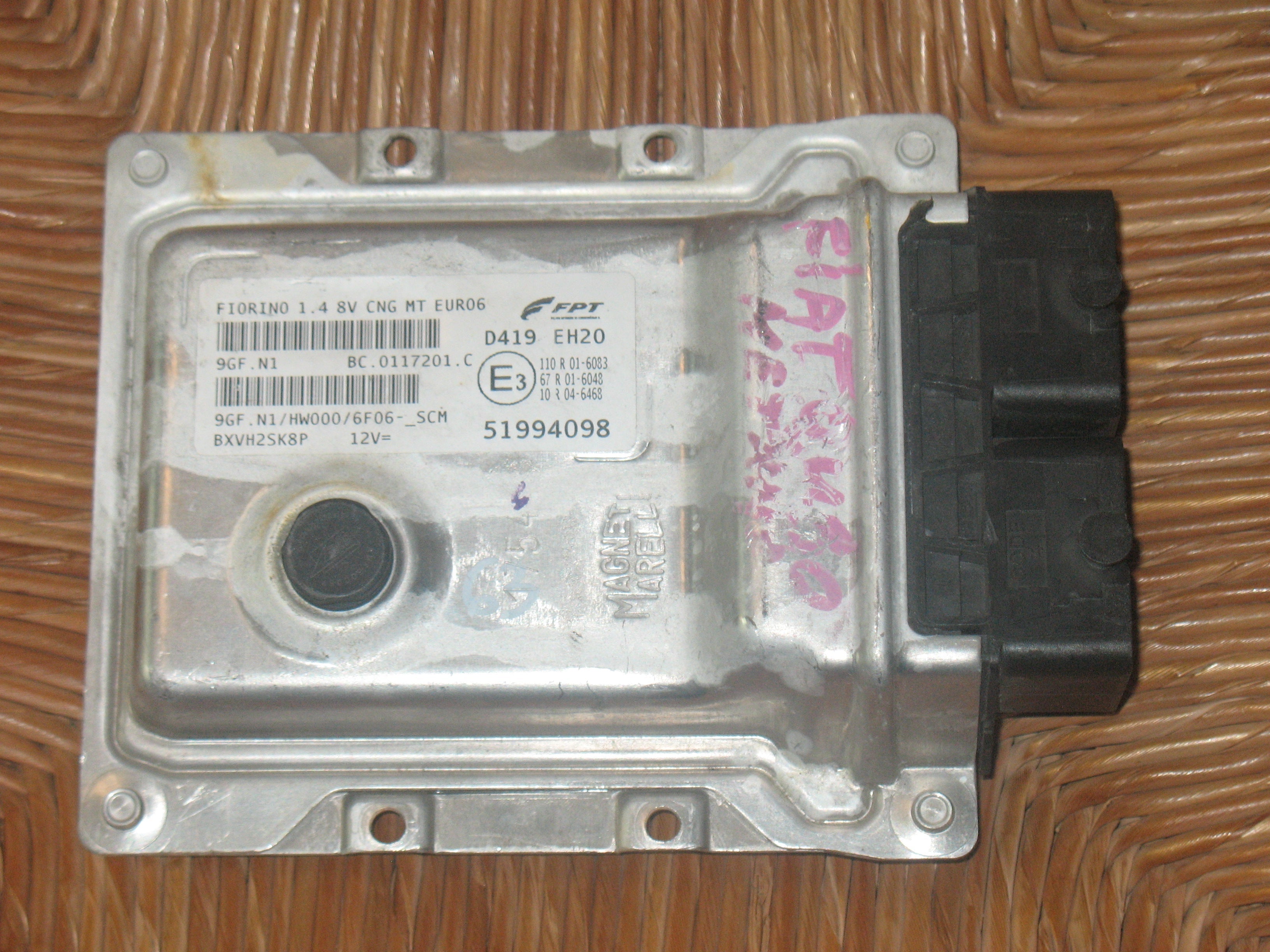 ecu  9GF.N1 BC.0117201.C FIAT FIORINO 1.4 51994098 HW000 EEPROM 95640