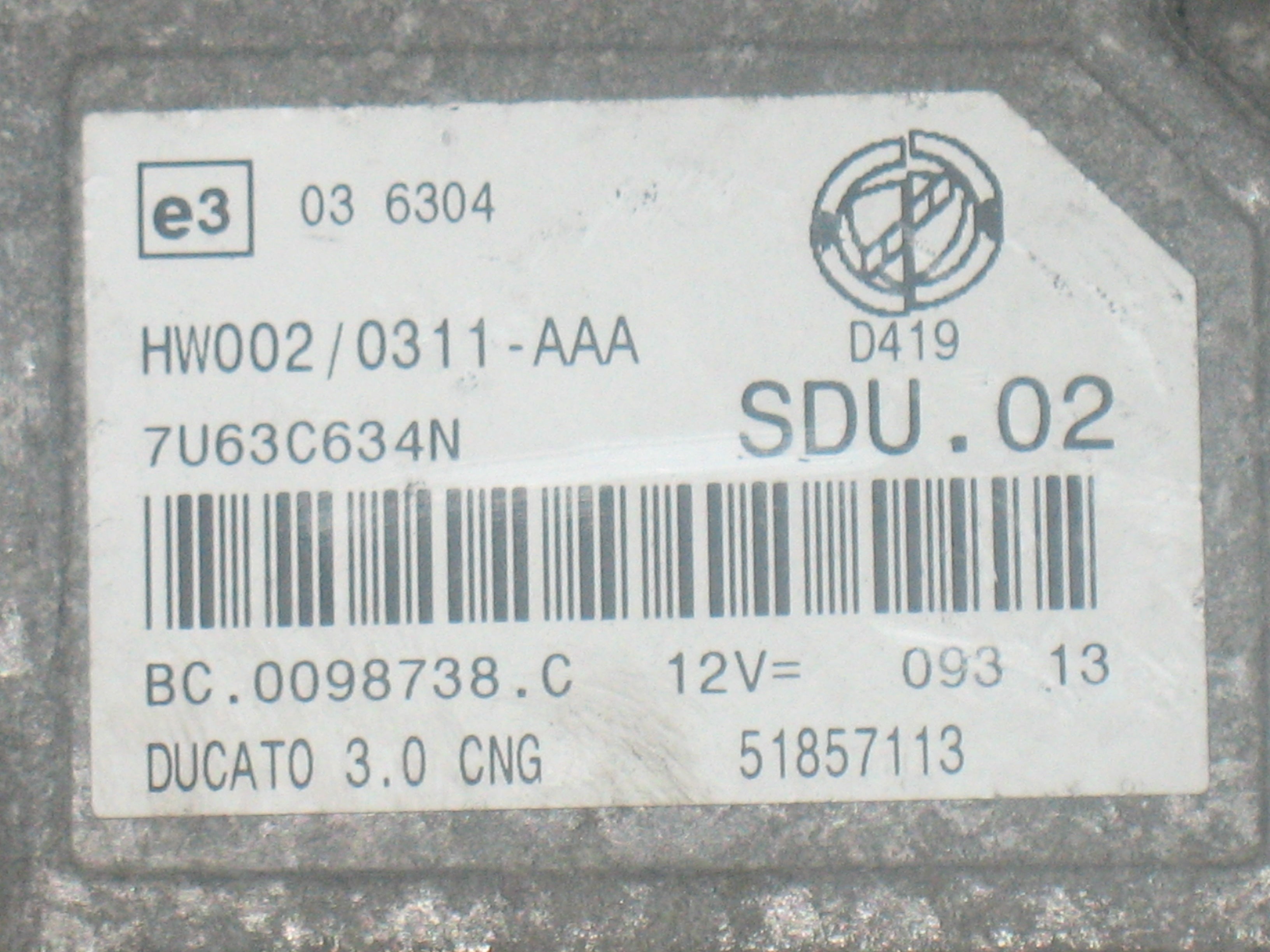 51857113 CENTRALINA MOTORE FIAT Ducato 5° Serie 2012 HW002/0311-aaa BC.0098738.C
