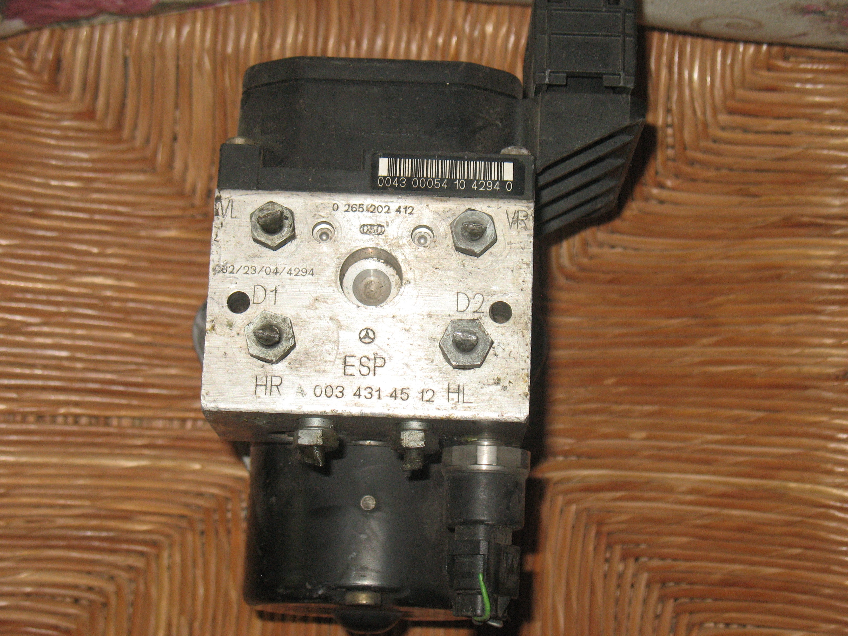 A0034314512 0265202412 0043993231037800 POMPA CENTRALINA ABS ESP MERCEDES A W168 MPN