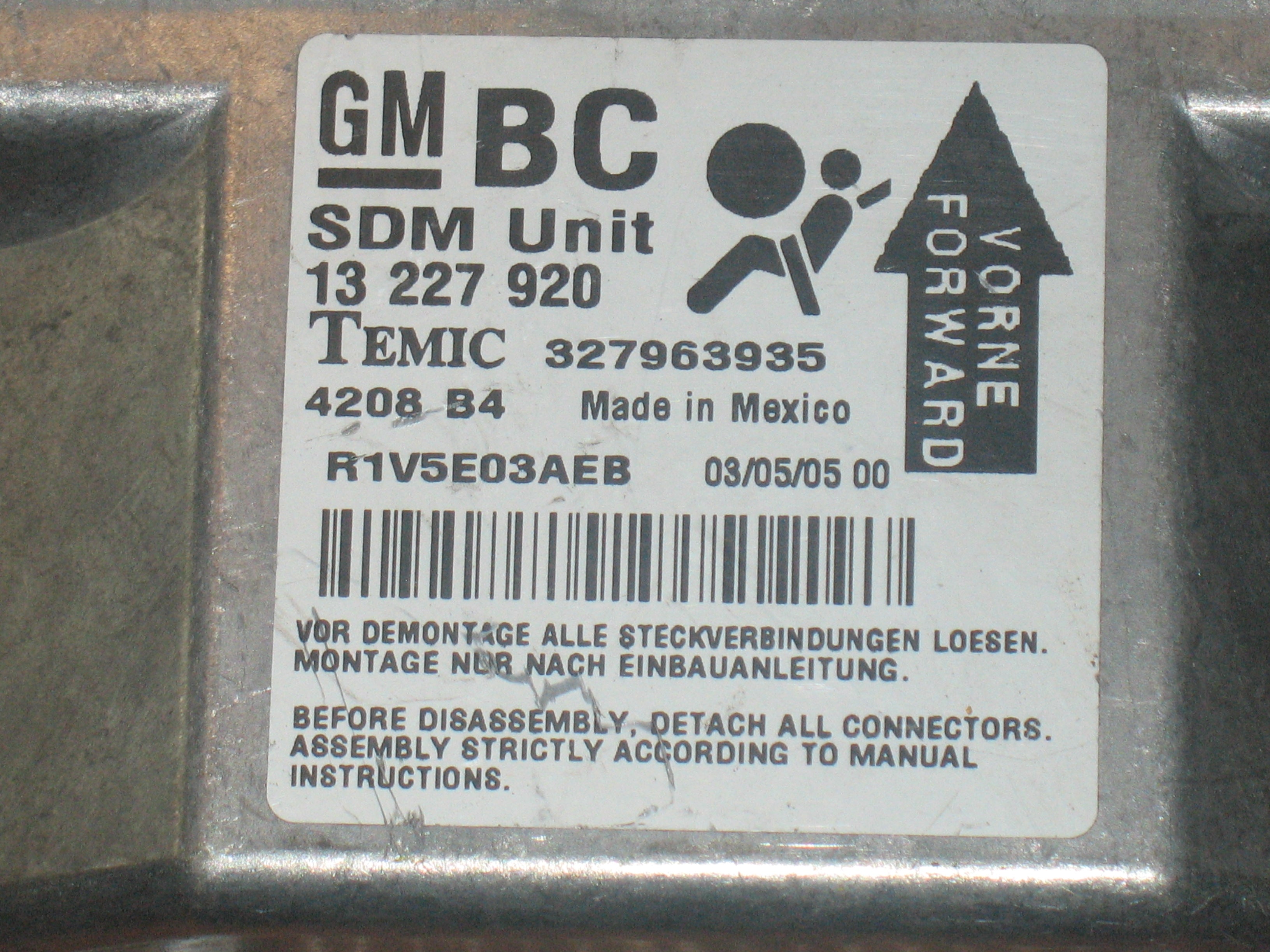 CENTRALINA AIRBAG OPEL ASTRA H 04 09 13227920 BC CTA046