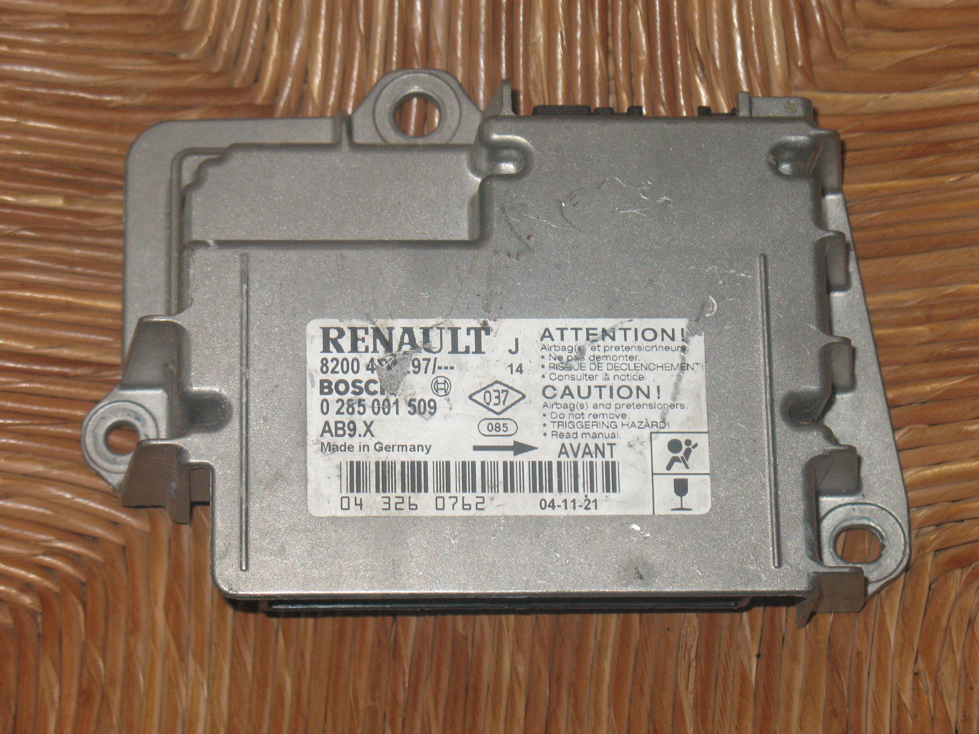 AIRBAG BOSCH 0285001509 RENAULT MODUS 8200463297 AB9.X 8200533970