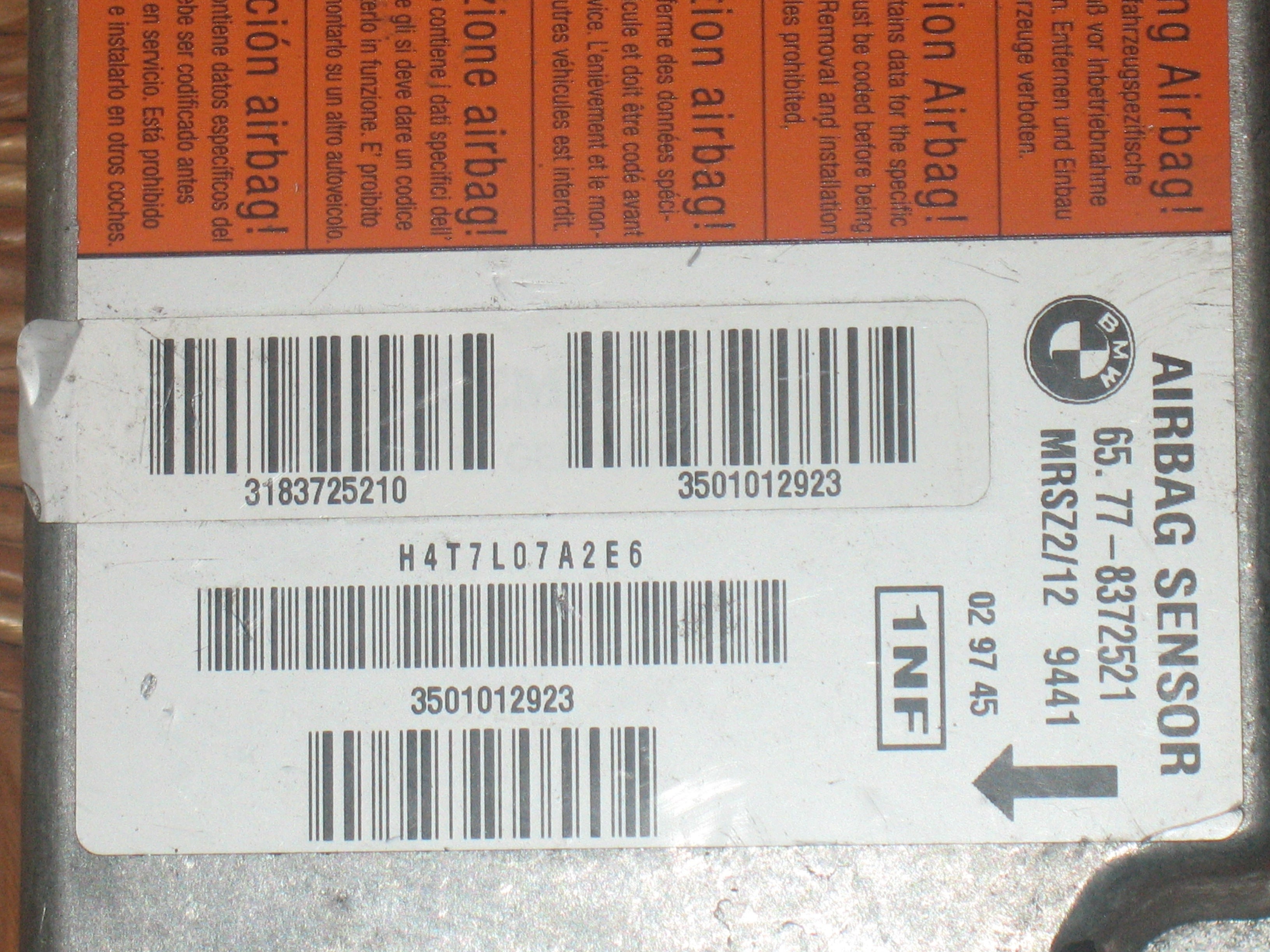 Centralina Airbag BMW 5 E39 65.77-8372521 MRSZ2/12