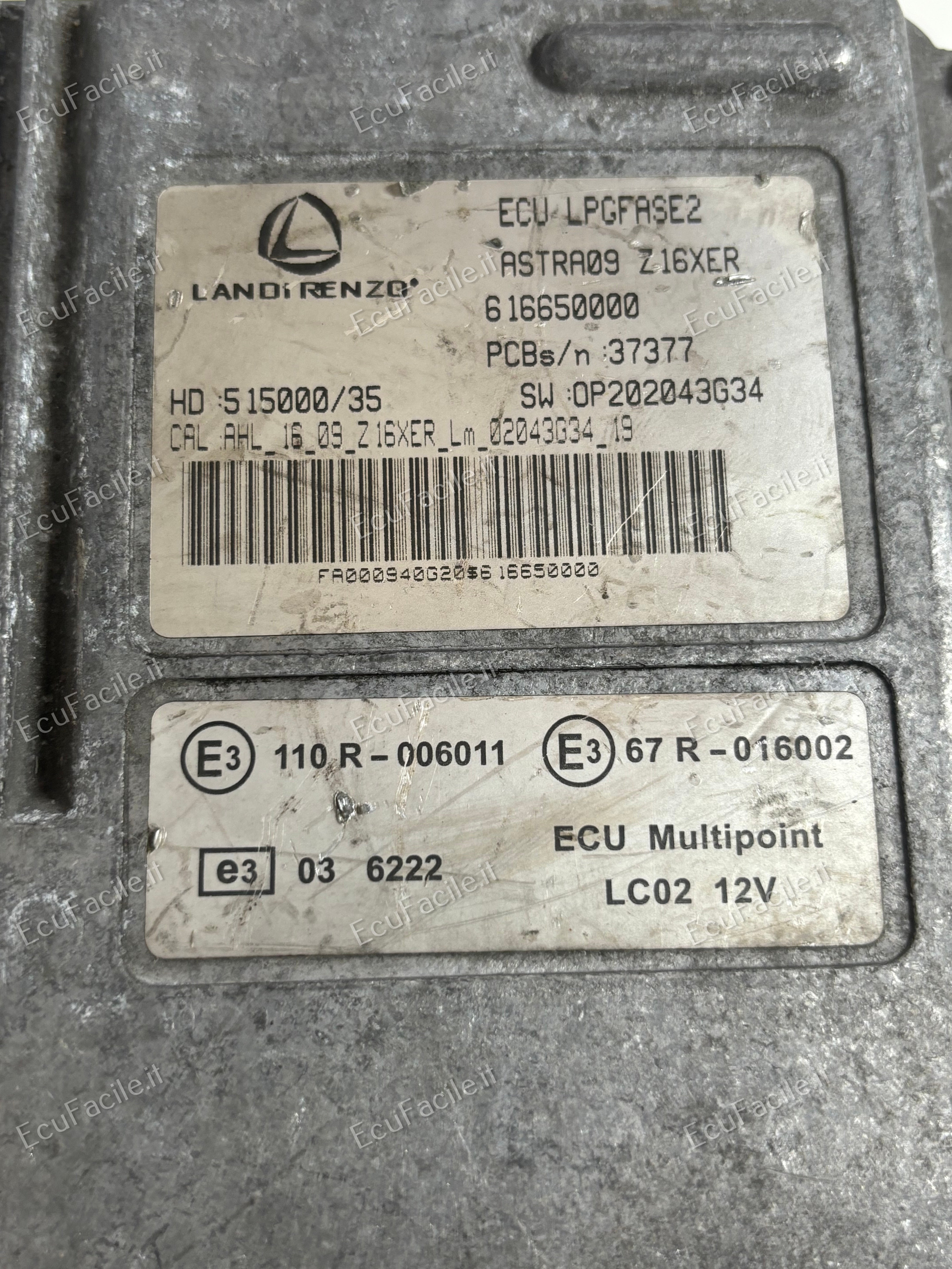 ECU OPEL ASTRA GPL LPG 1.6 616650000 Z16XER SW OP202043G34