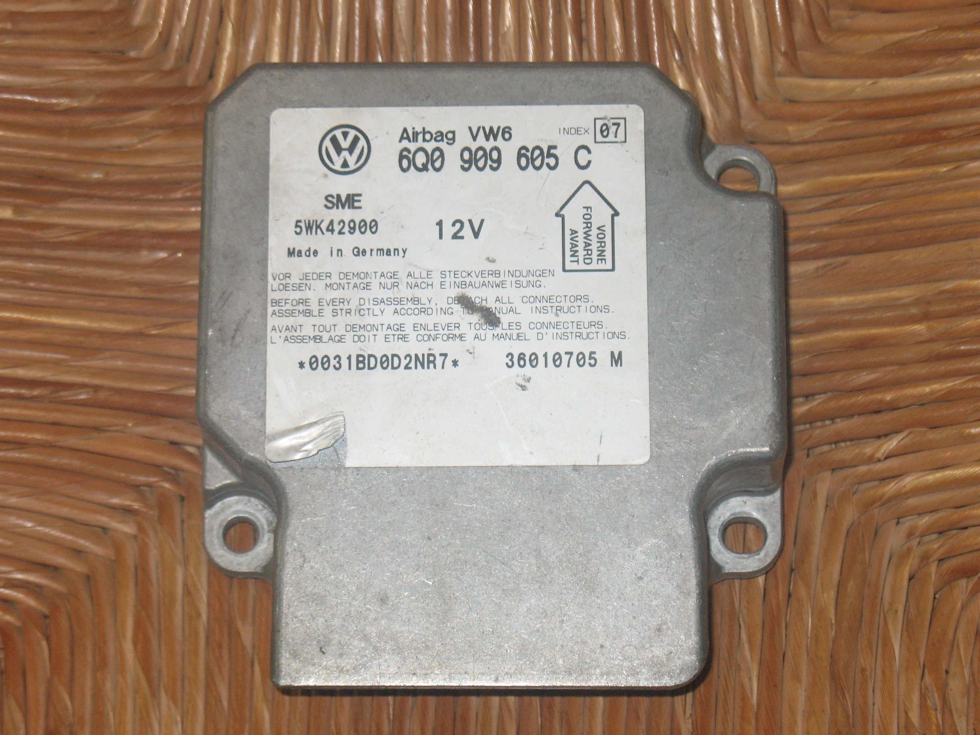 AIRBAG 6Q0909605C 5WK2900 VW Golf 4 Srs Airbag Crash Sensore Siemens